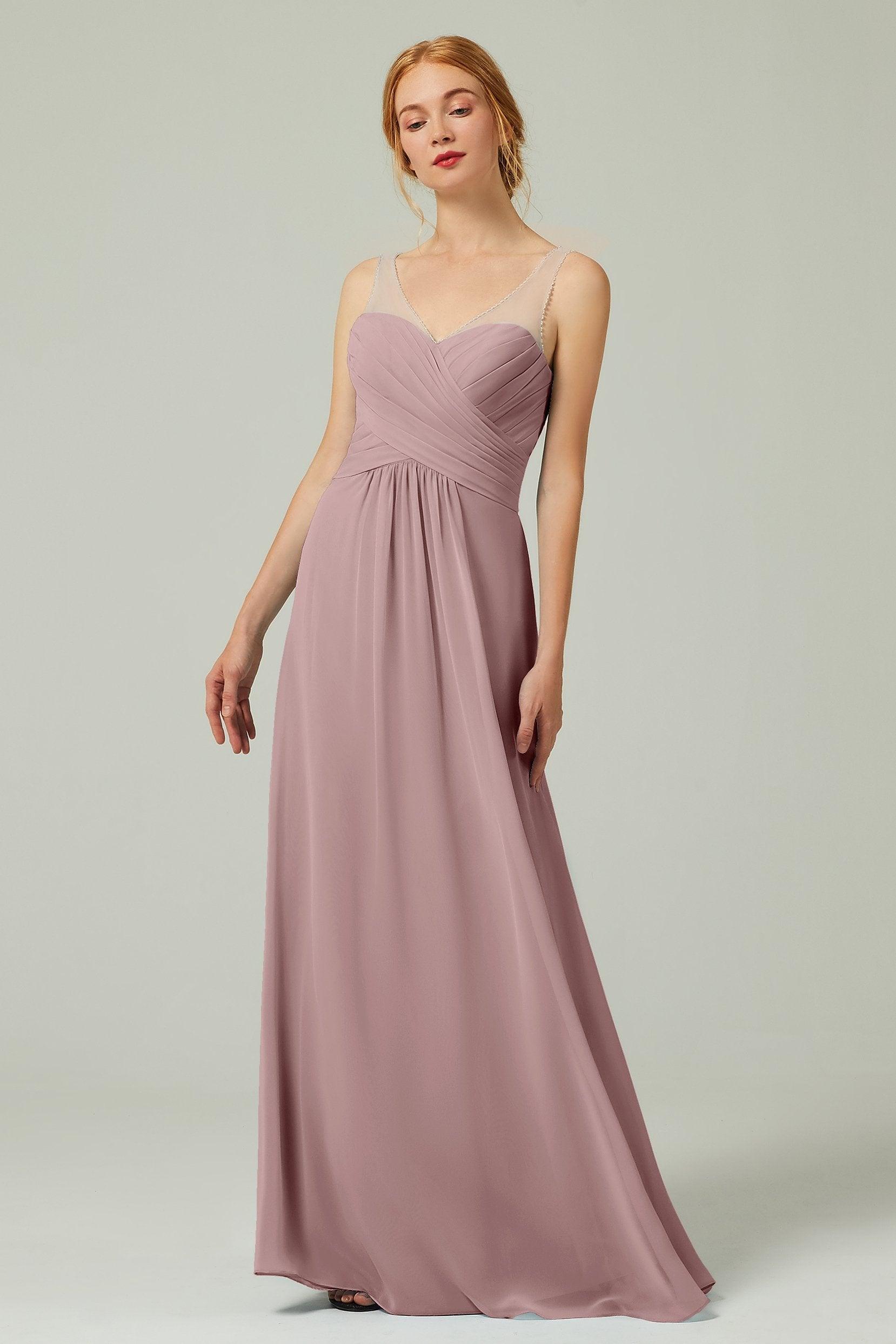 A-Line Floor Length Chiffon Bridesmaid Dress CB0331 - COCOMELODY