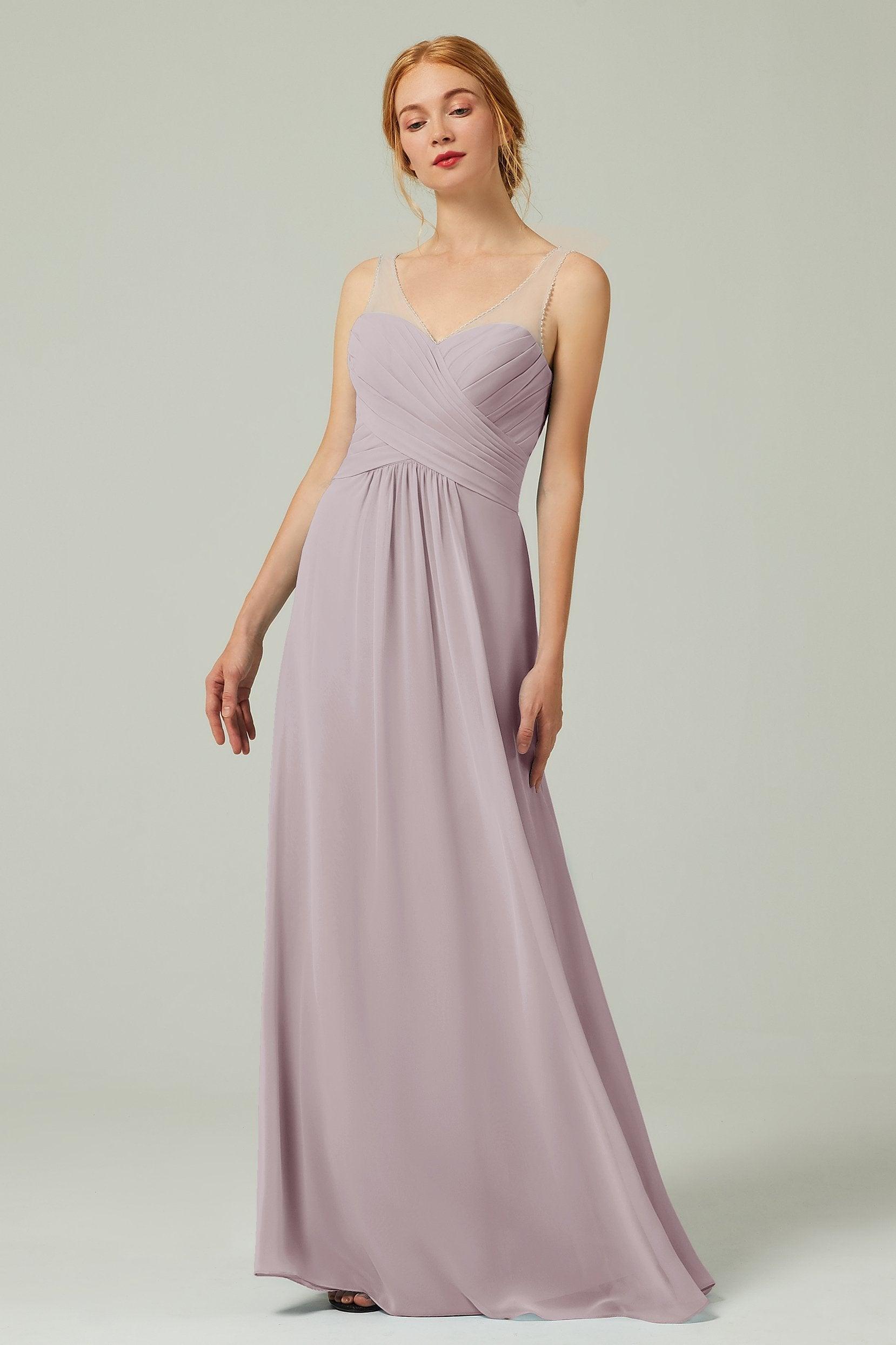 A-Line Floor Length Chiffon Bridesmaid Dress CB0331 - COCOMELODY