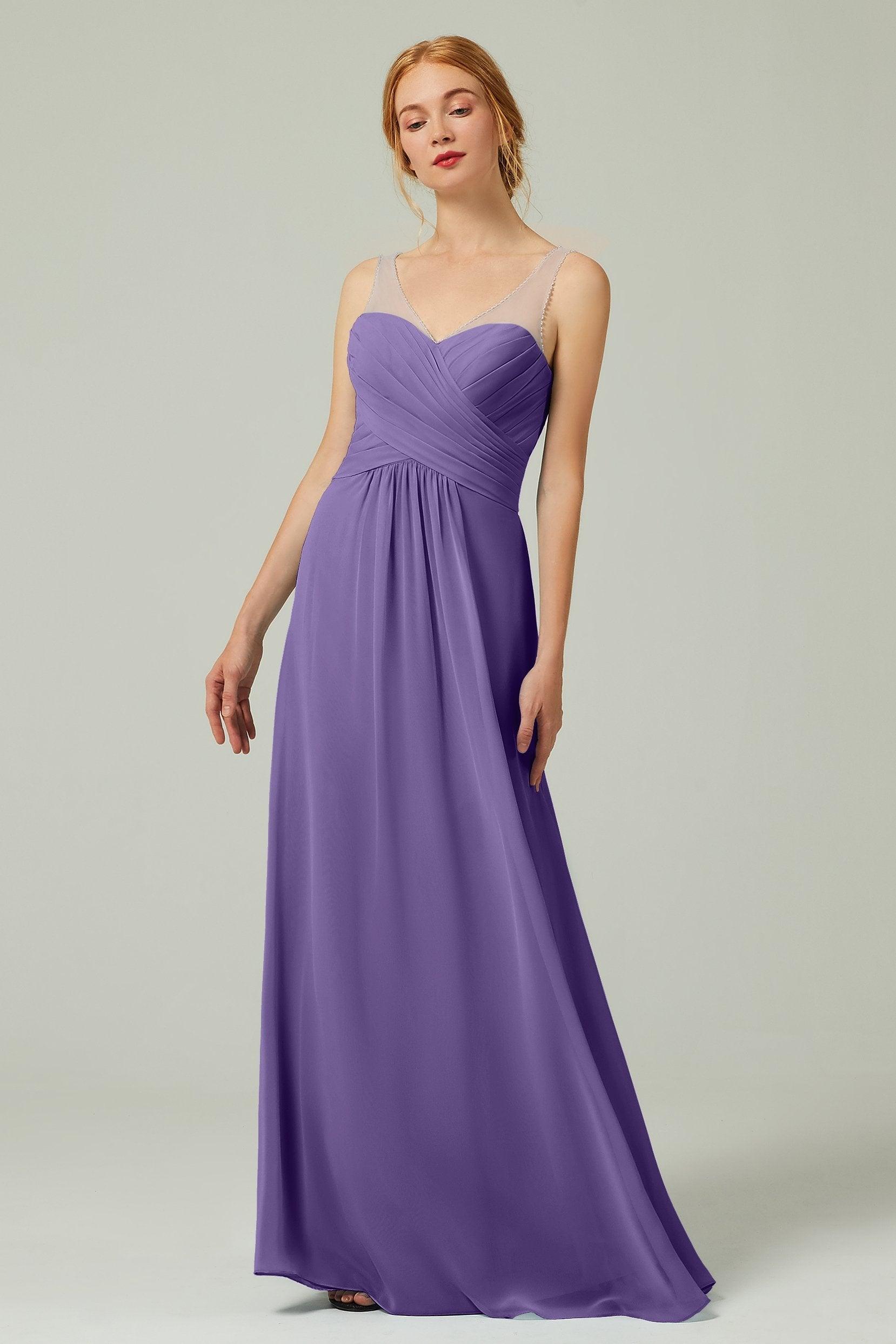 A-Line Floor Length Chiffon Bridesmaid Dress CB0331 - COCOMELODY