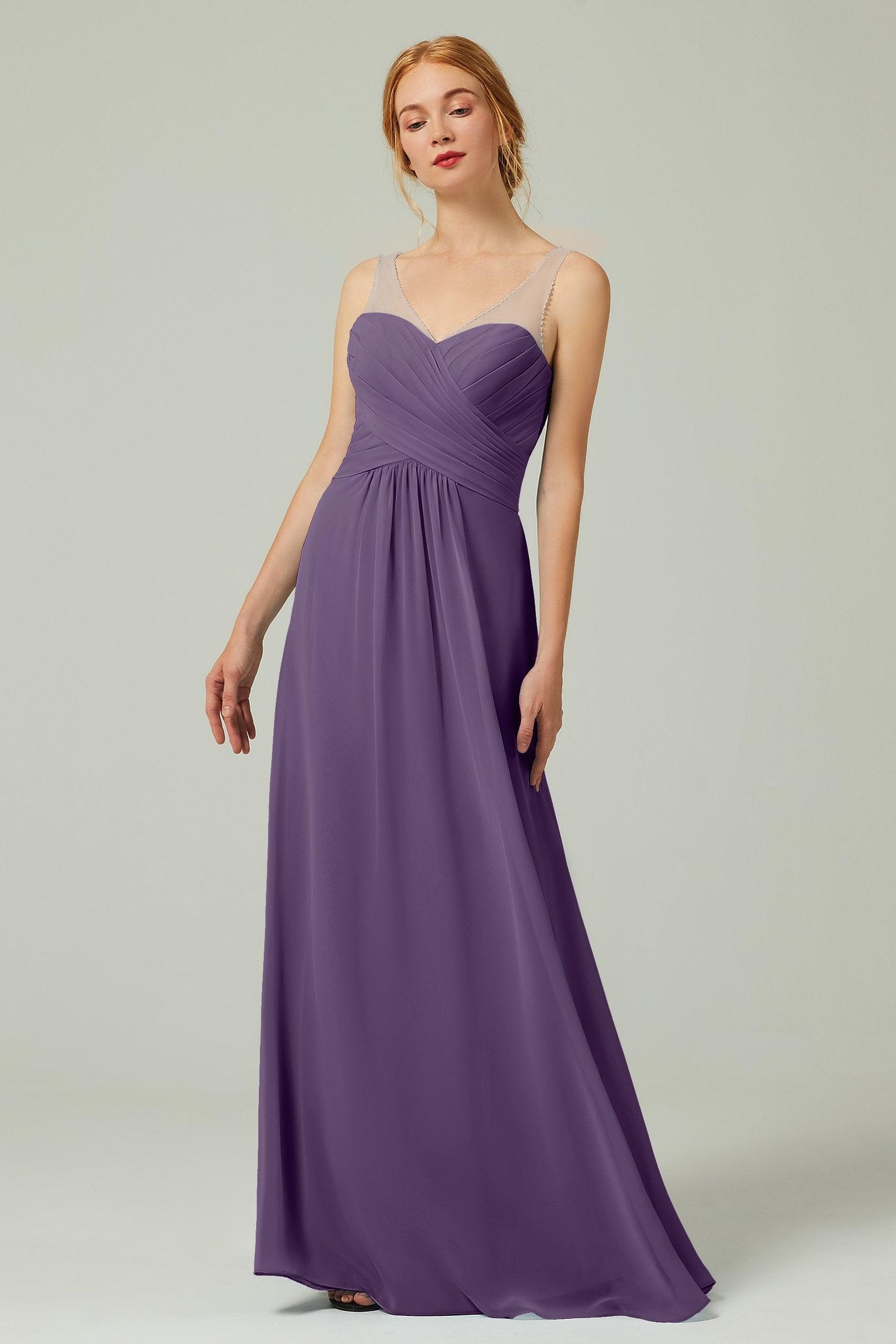 A-Line Floor Length Chiffon Bridesmaid Dress CB0331 - COCOMELODY