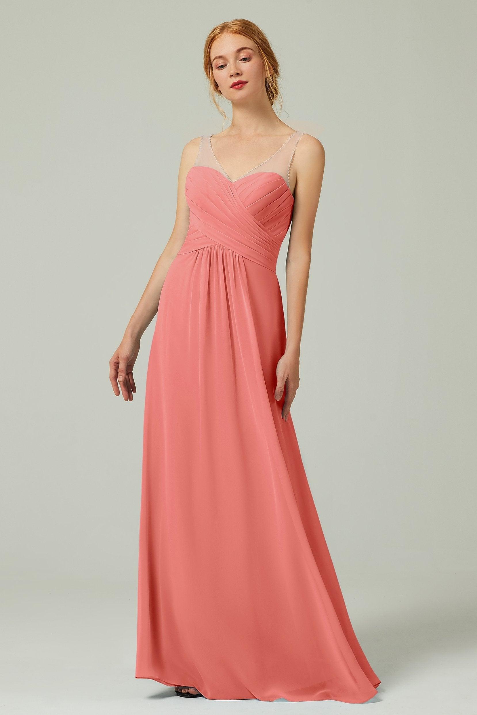 A-Line Floor Length Chiffon Bridesmaid Dress CB0331 - COCOMELODY
