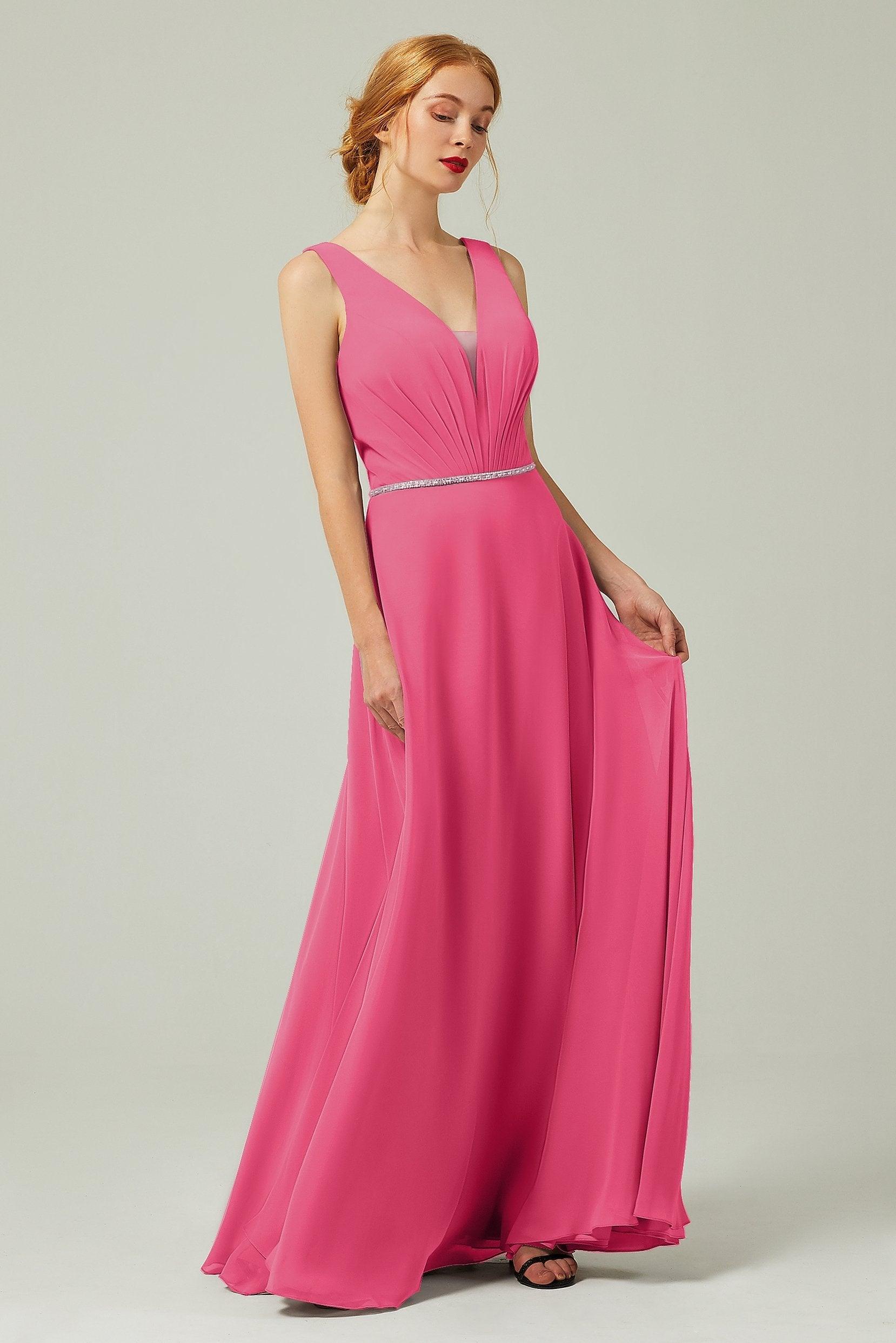 A-Line Floor Length Chiffon Bridesmaid Dress CB0332 - COCOMELODY