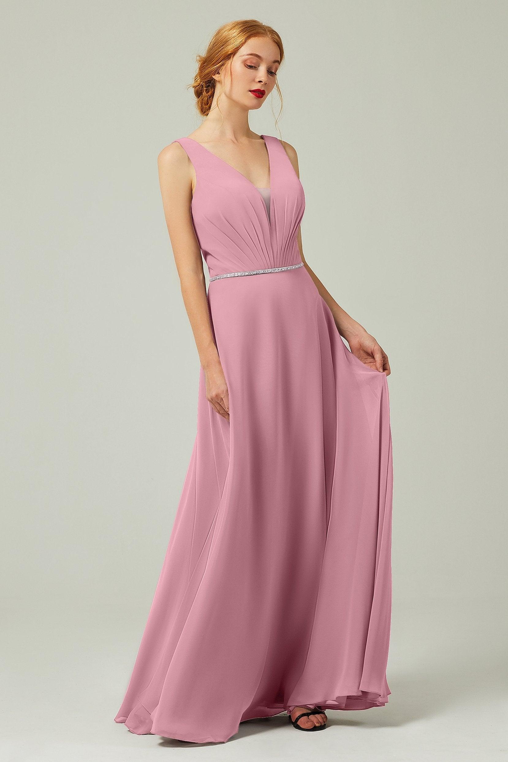 A-Line Floor Length Chiffon Bridesmaid Dress CB0332 - COCOMELODY