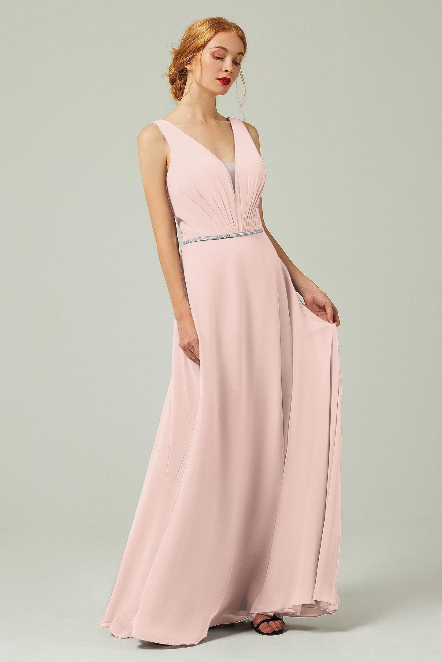 A-Line Floor Length Chiffon Bridesmaid Dress CB0332 - COCOMELODY