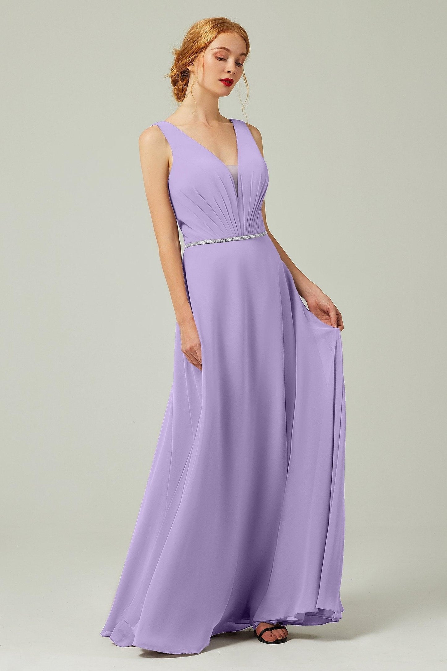 A-Line Floor Length Chiffon Bridesmaid Dress CB0332 - COCOMELODY