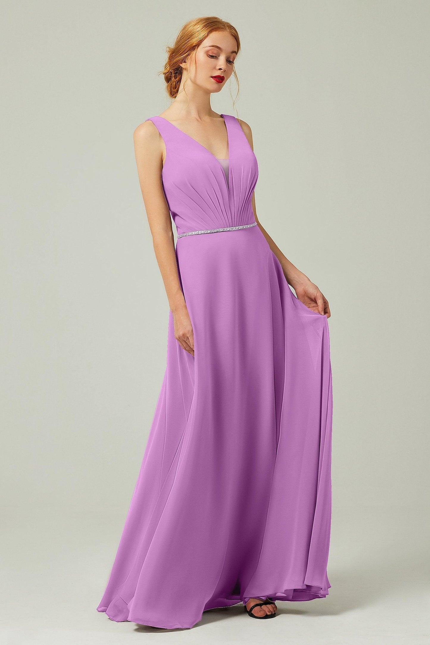 A-Line Floor Length Chiffon Bridesmaid Dress CB0332 - COCOMELODY