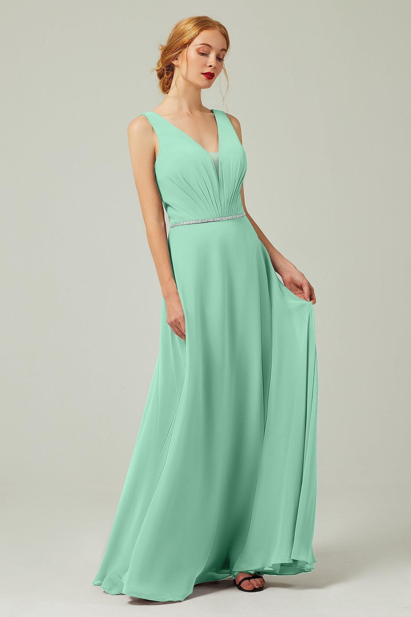A-Line Floor Length Chiffon Bridesmaid Dress CB0332 - COCOMELODY