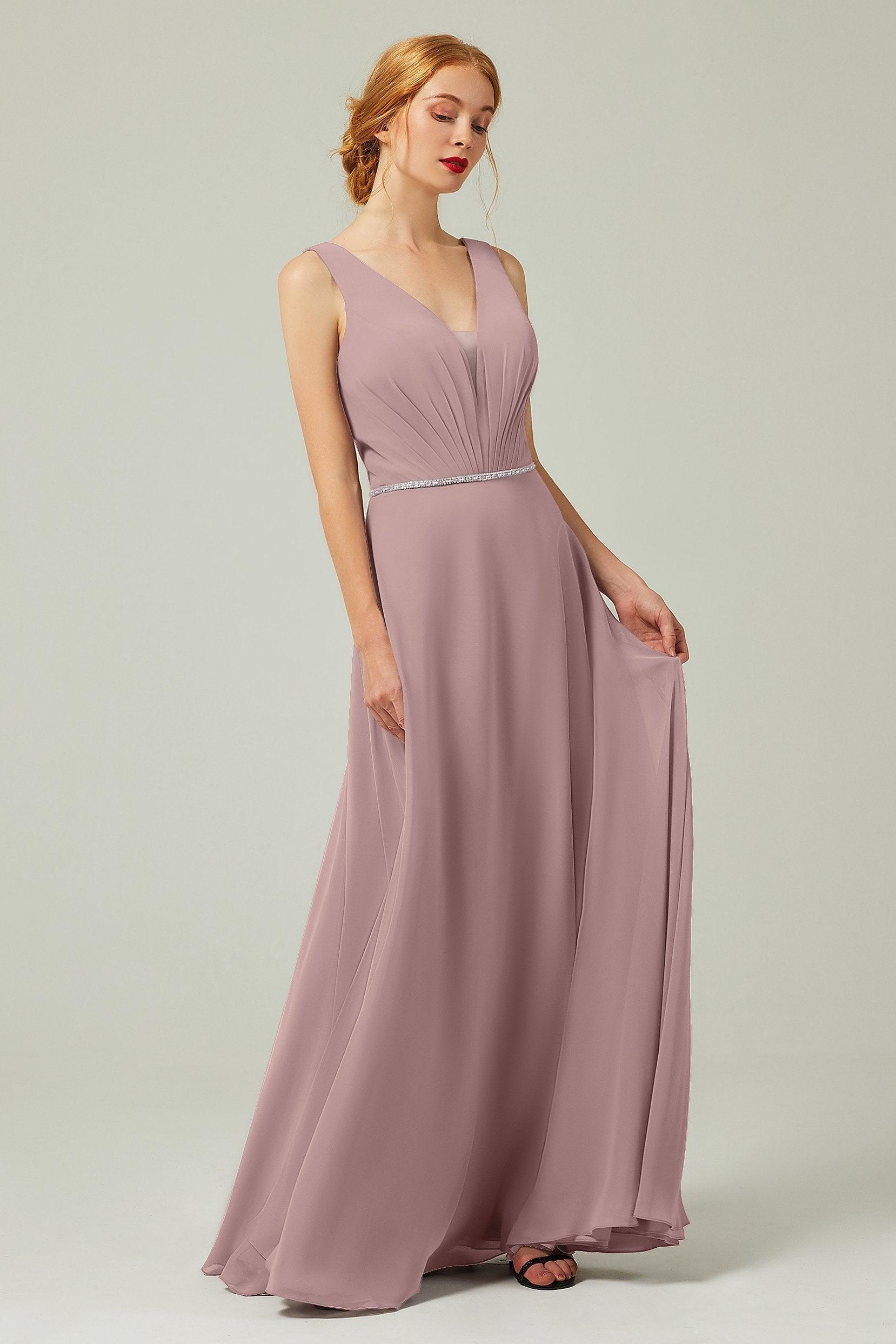 A-Line Floor Length Chiffon Bridesmaid Dress CB0332 - COCOMELODY