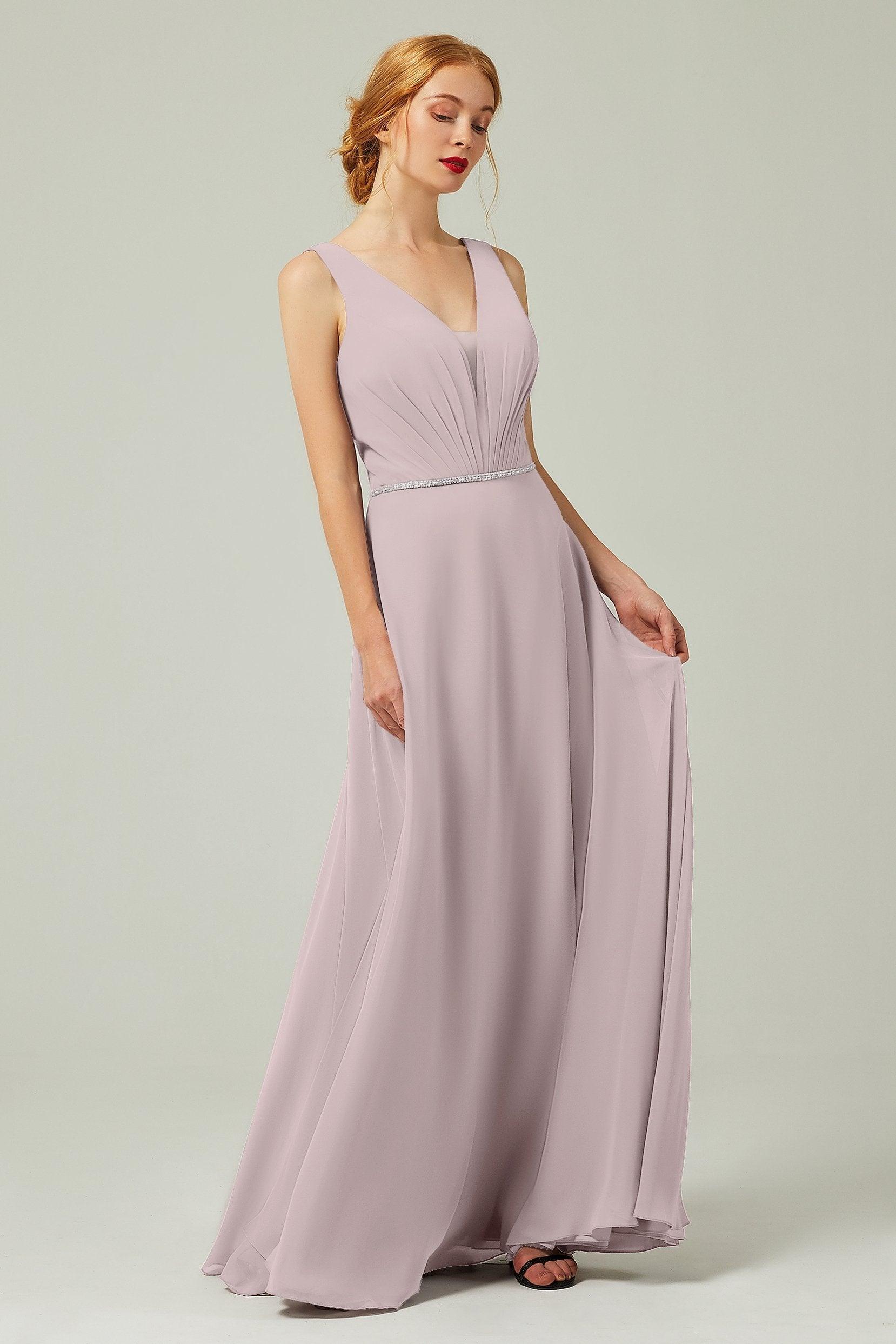 A-Line Floor Length Chiffon Bridesmaid Dress CB0332 - COCOMELODY