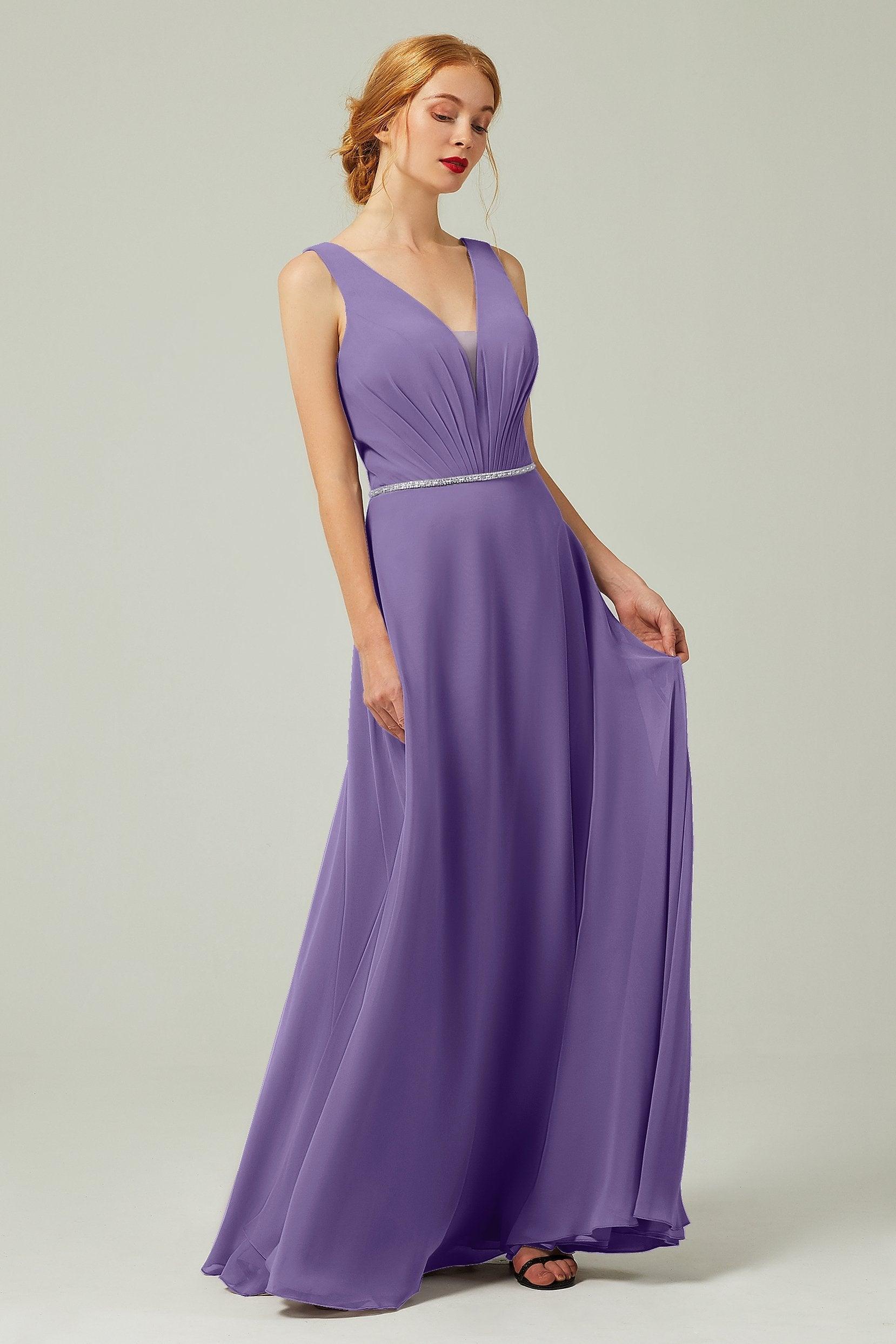 A-Line Floor Length Chiffon Bridesmaid Dress CB0332 - COCOMELODY