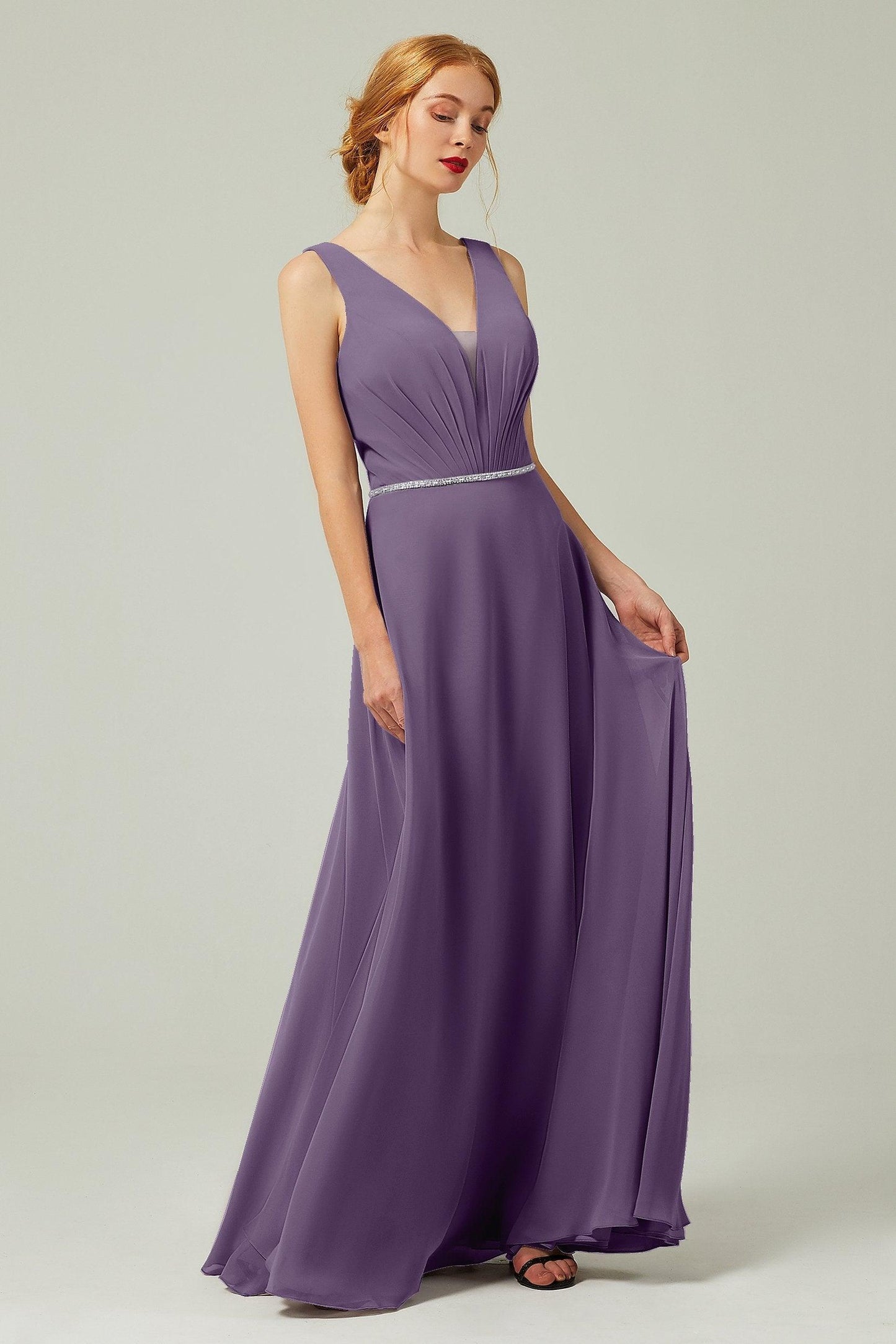 A-Line Floor Length Chiffon Bridesmaid Dress CB0332 - COCOMELODY