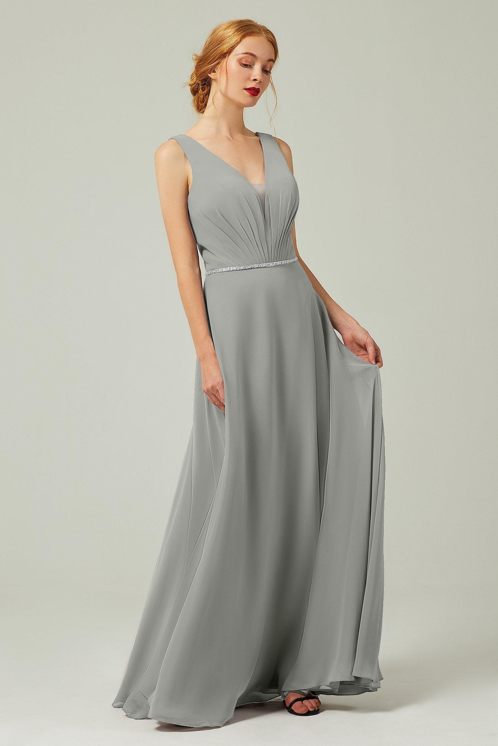 A-Line Floor Length Chiffon Bridesmaid Dress CB0332 - COCOMELODY