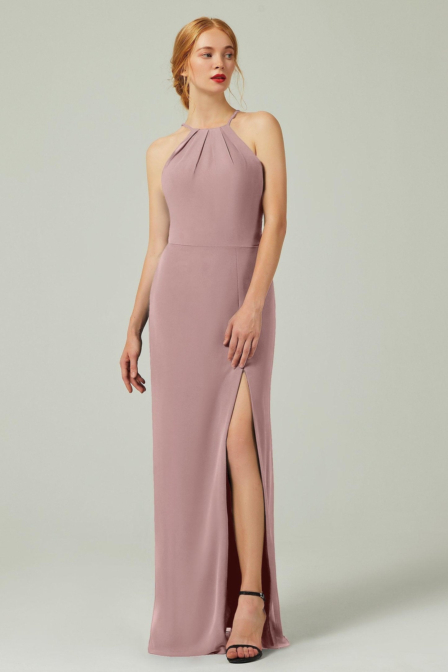 Sheath-Column Floor Length Chiffon Bridesmaid Dress Formal Dresses CB0337 - COCOMELODY