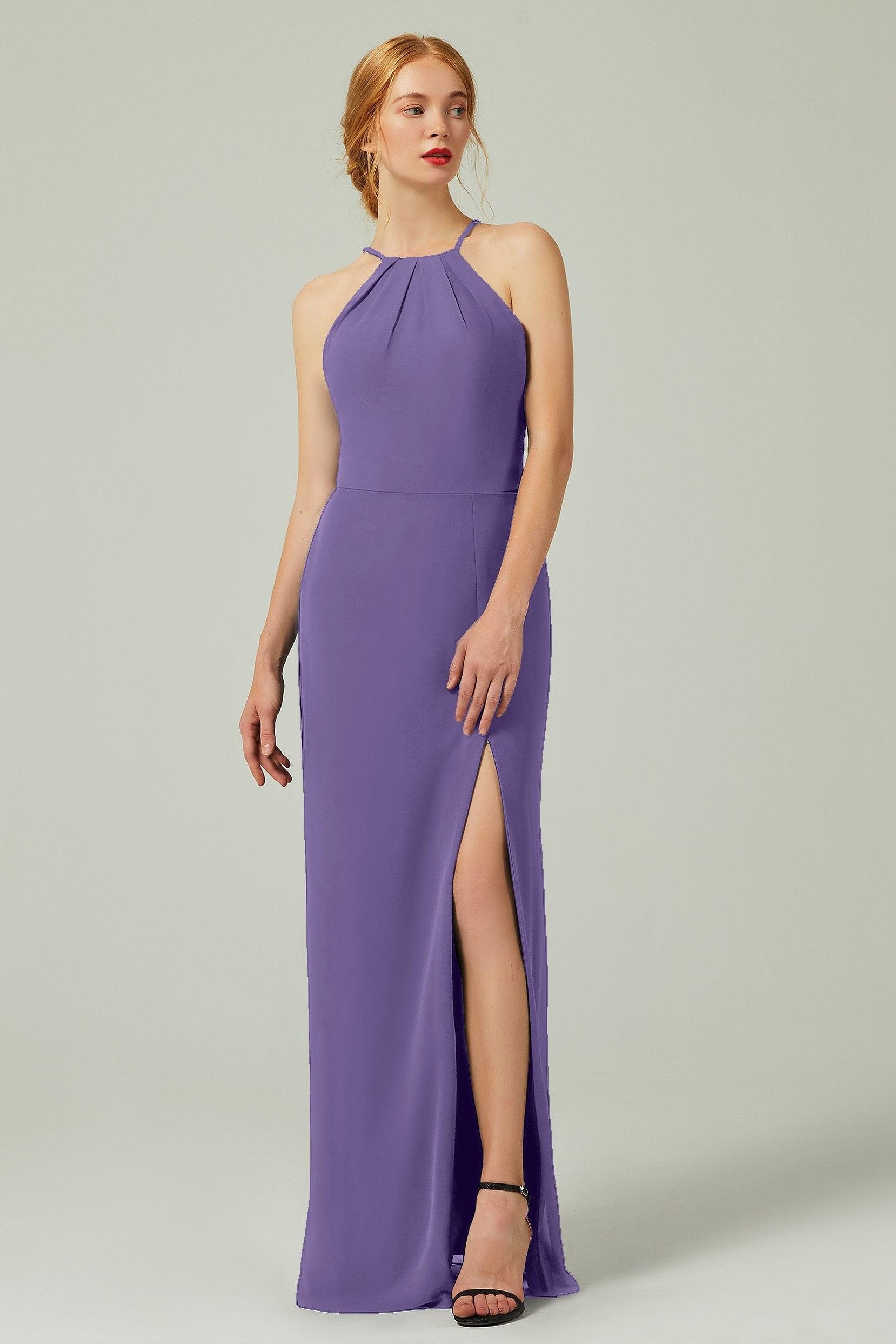 Sheath-Column Floor Length Chiffon Bridesmaid Dress Formal Dresses CB0337 - COCOMELODY