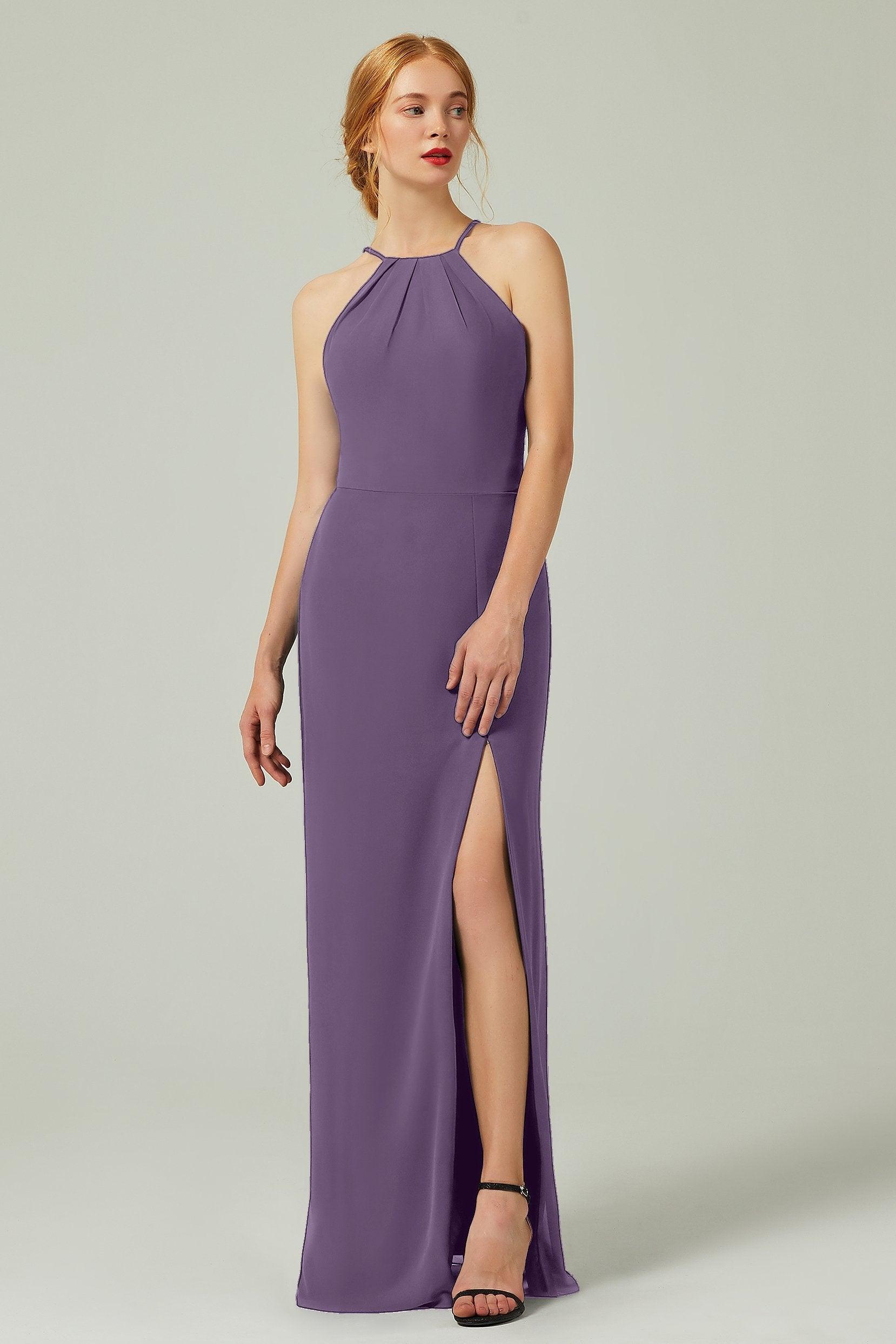 Sheath-Column Floor Length Chiffon Bridesmaid Dress Formal Dresses CB0337 - COCOMELODY