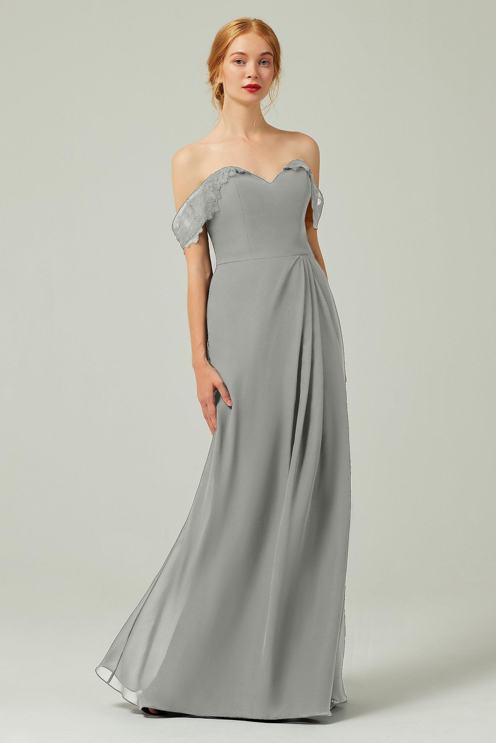 Sheath-Column Floor Length Chiffon Bridesmaid Dress Formal Dresses CB0338 - COCOMELODY