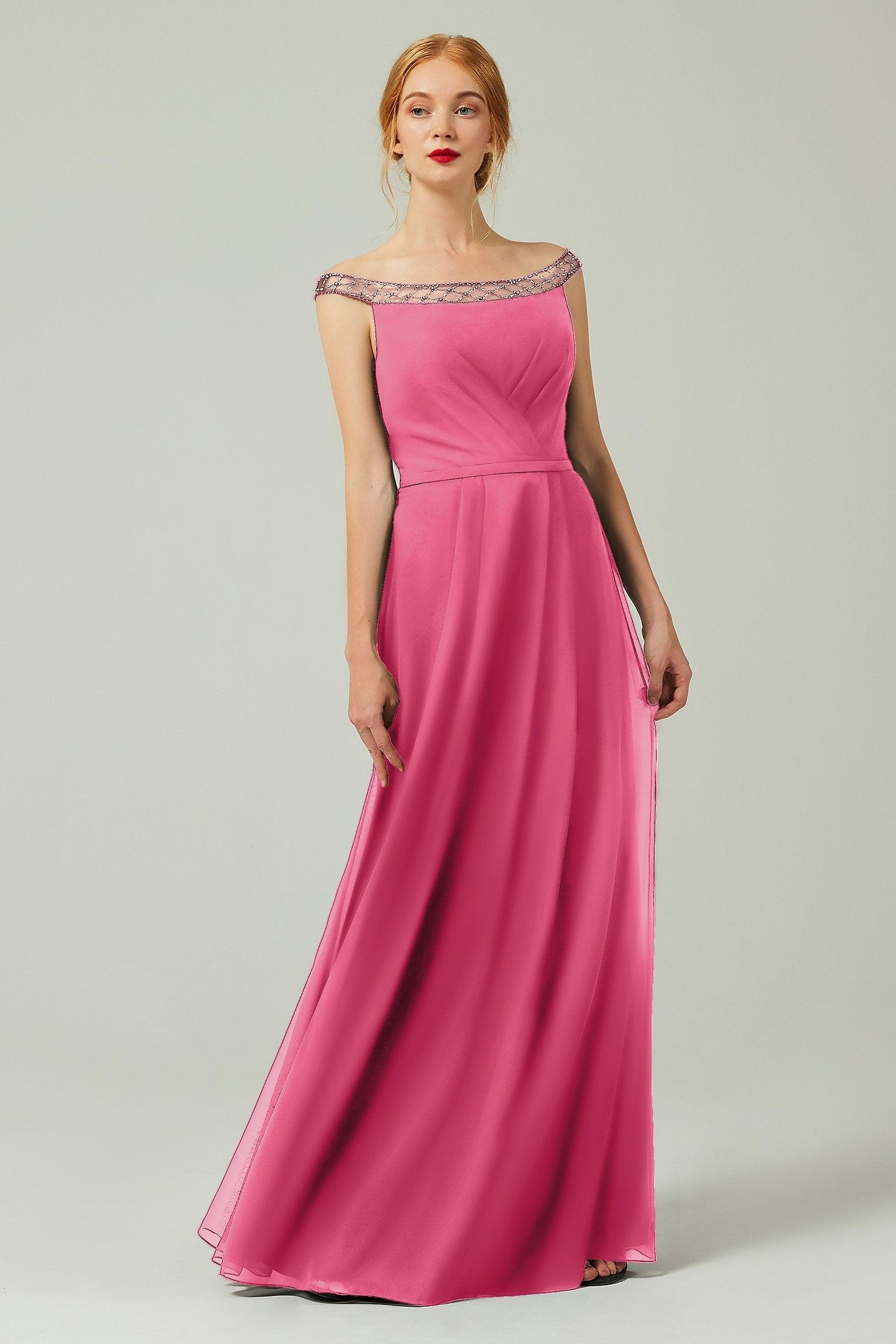 A-Line Floor Length Chiffon Bridesmaid Dress Formal Dresses CB0339 - COCOMELODY
