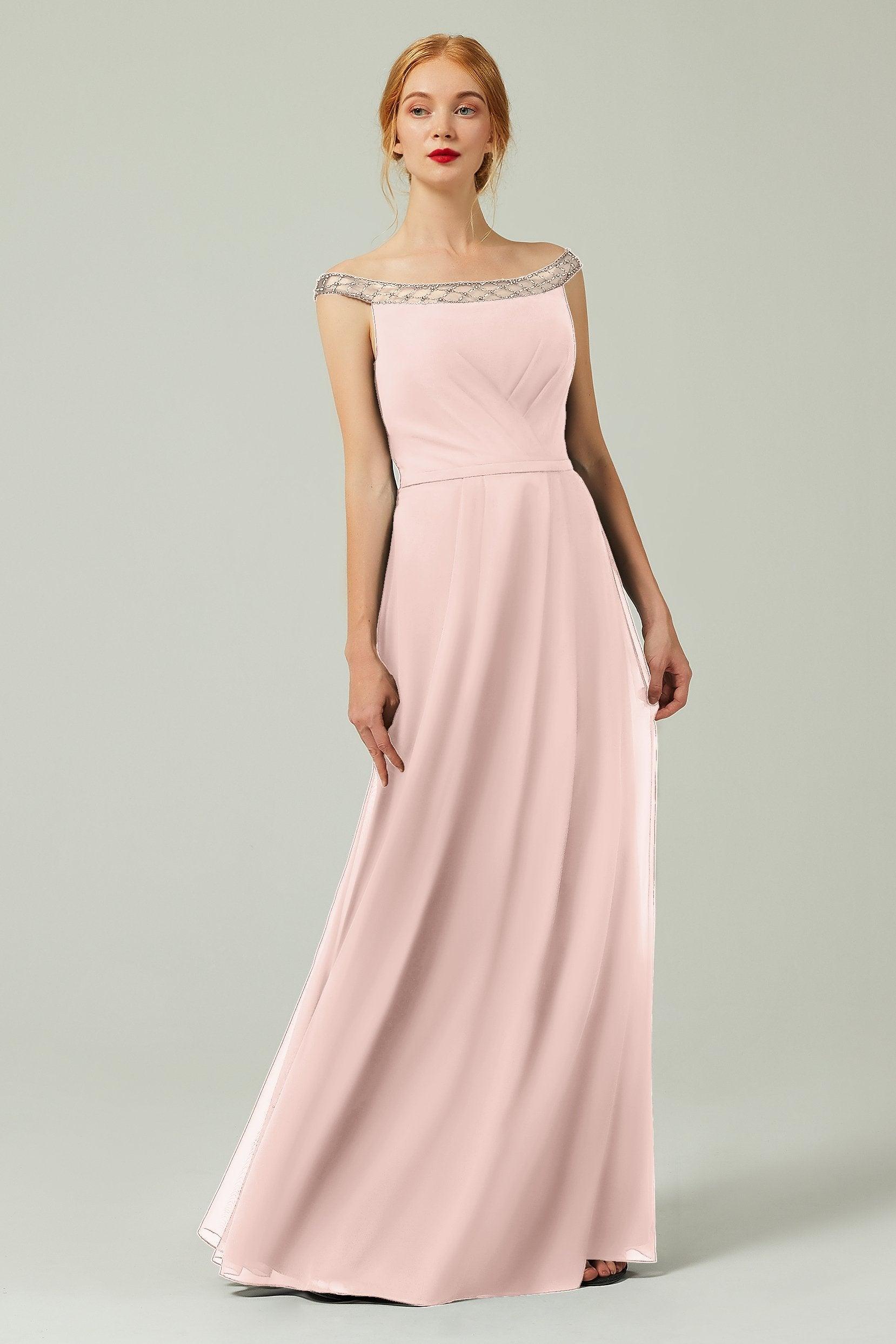 A-Line Floor Length Chiffon Bridesmaid Dress Formal Dresses CB0339 - COCOMELODY