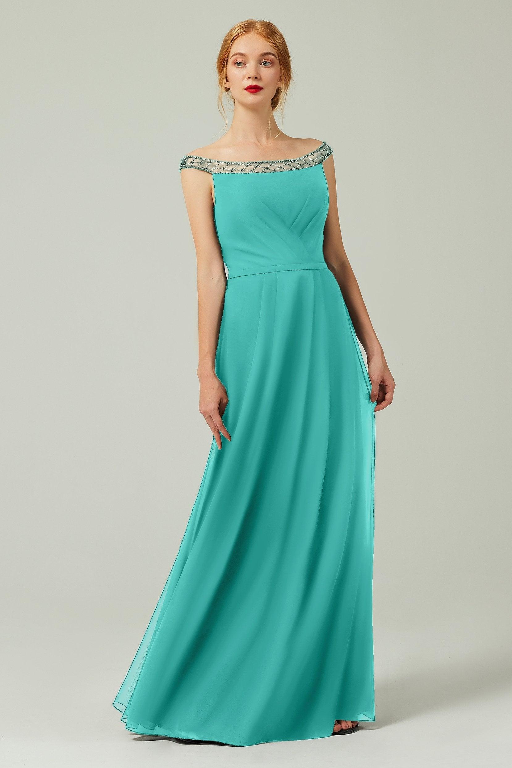 A-Line Floor Length Chiffon Bridesmaid Dress Formal Dresses CB0339 - COCOMELODY