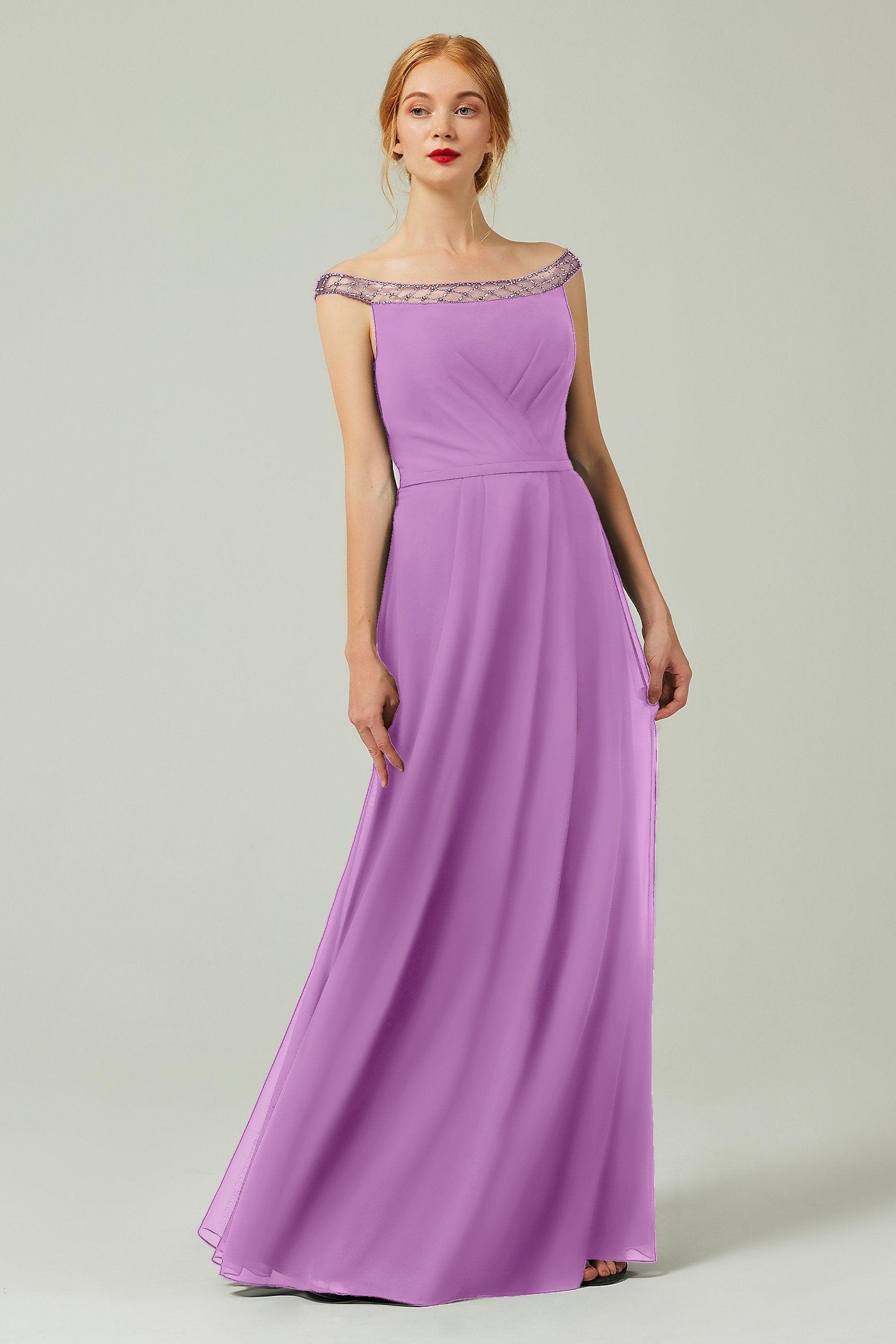 A-Line Floor Length Chiffon Bridesmaid Dress Formal Dresses CB0339 - COCOMELODY