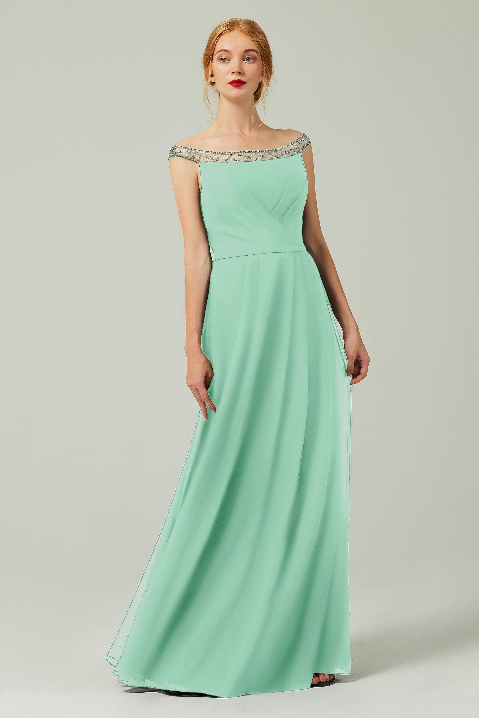 A-Line Floor Length Chiffon Bridesmaid Dress Formal Dresses CB0339 - COCOMELODY