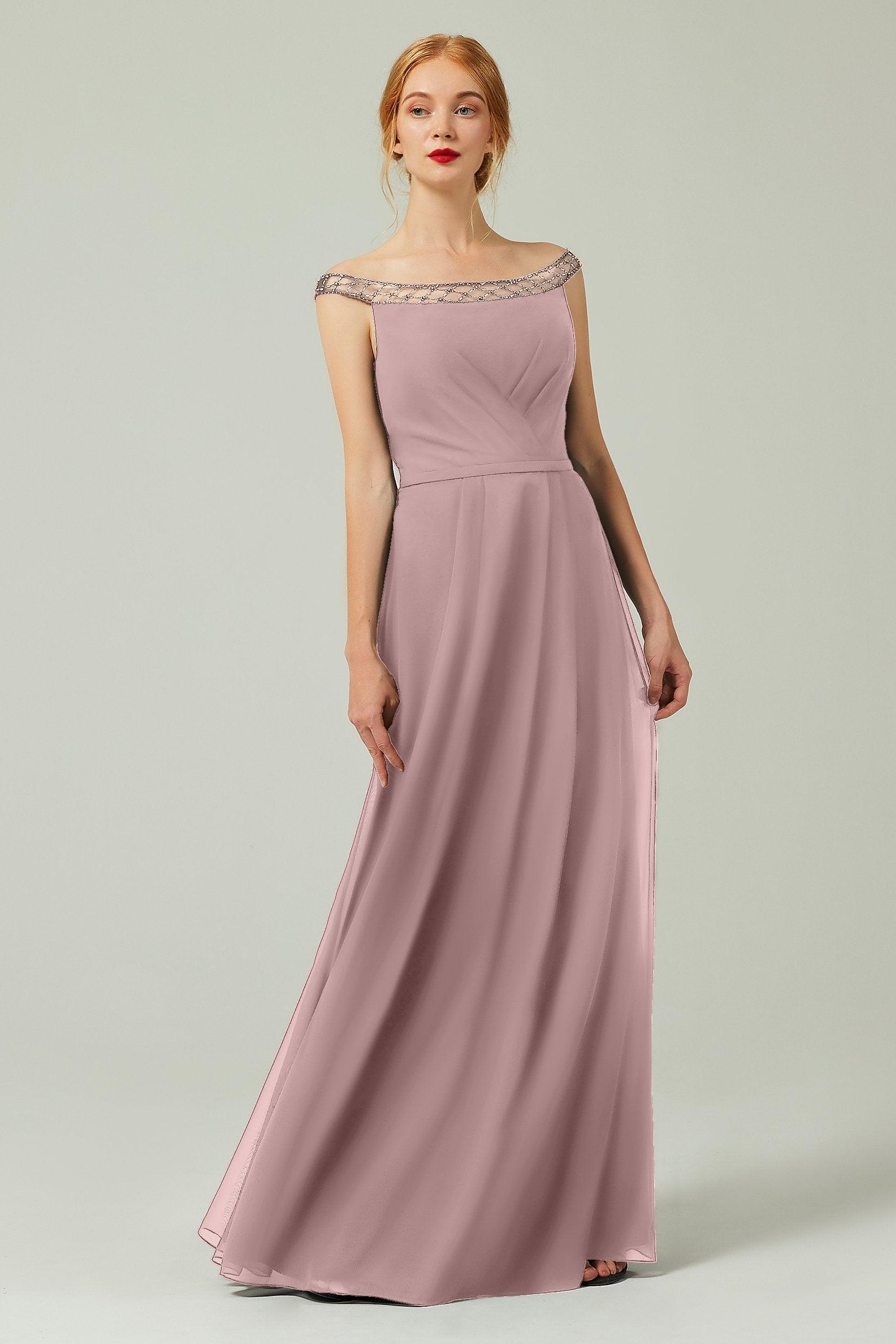 A-Line Floor Length Chiffon Bridesmaid Dress Formal Dresses CB0339 - COCOMELODY
