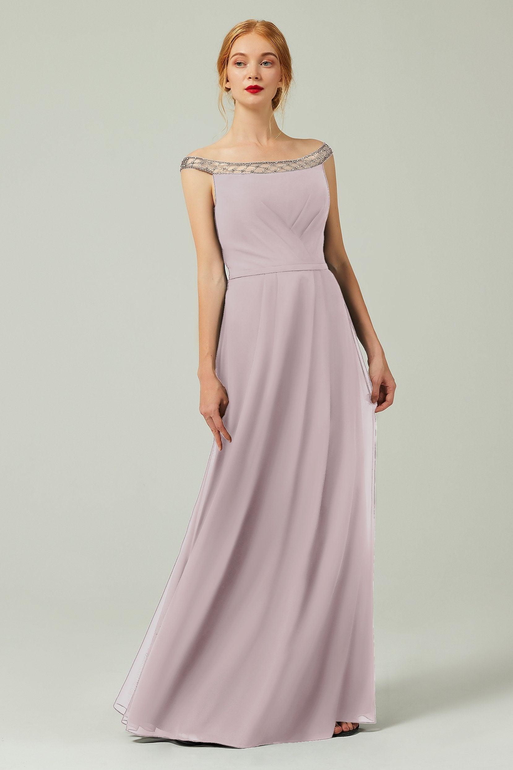 A-Line Floor Length Chiffon Bridesmaid Dress Formal Dresses CB0339 - COCOMELODY