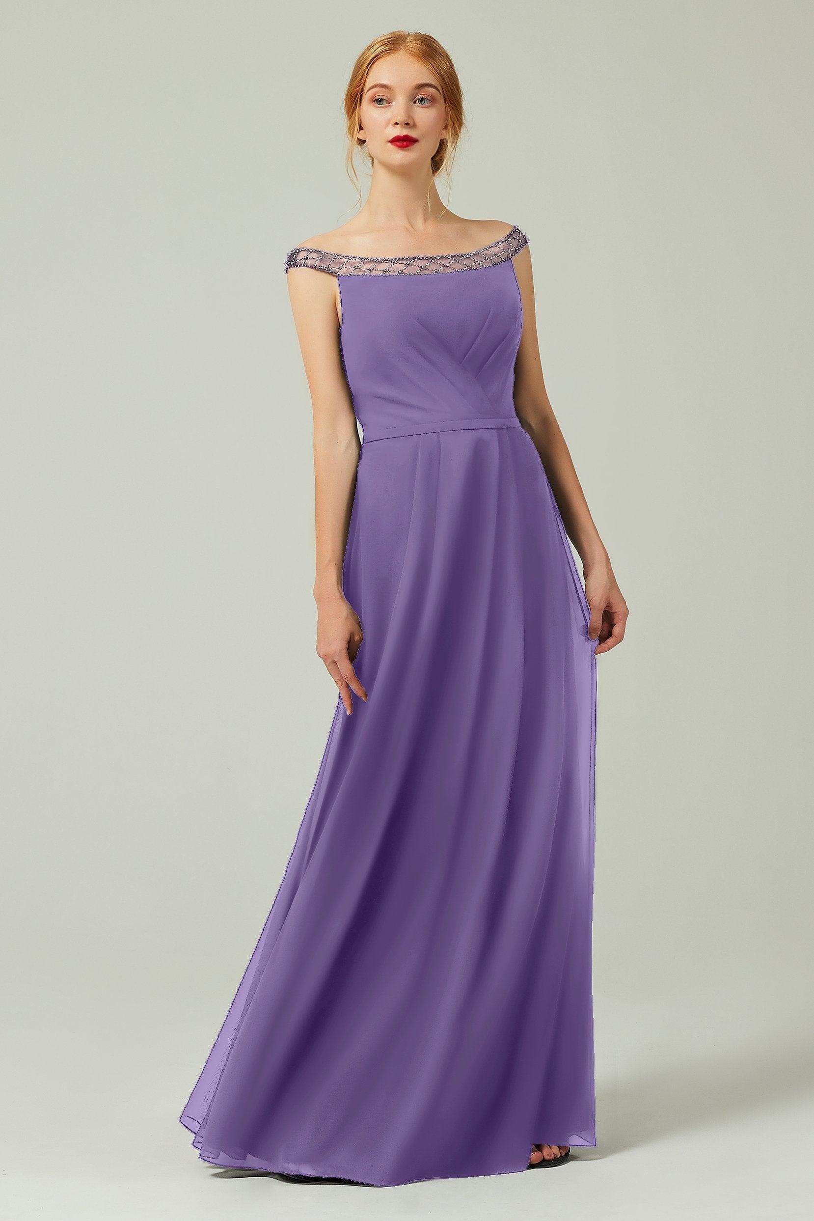 A-Line Floor Length Chiffon Bridesmaid Dress Formal Dresses CB0339 - COCOMELODY