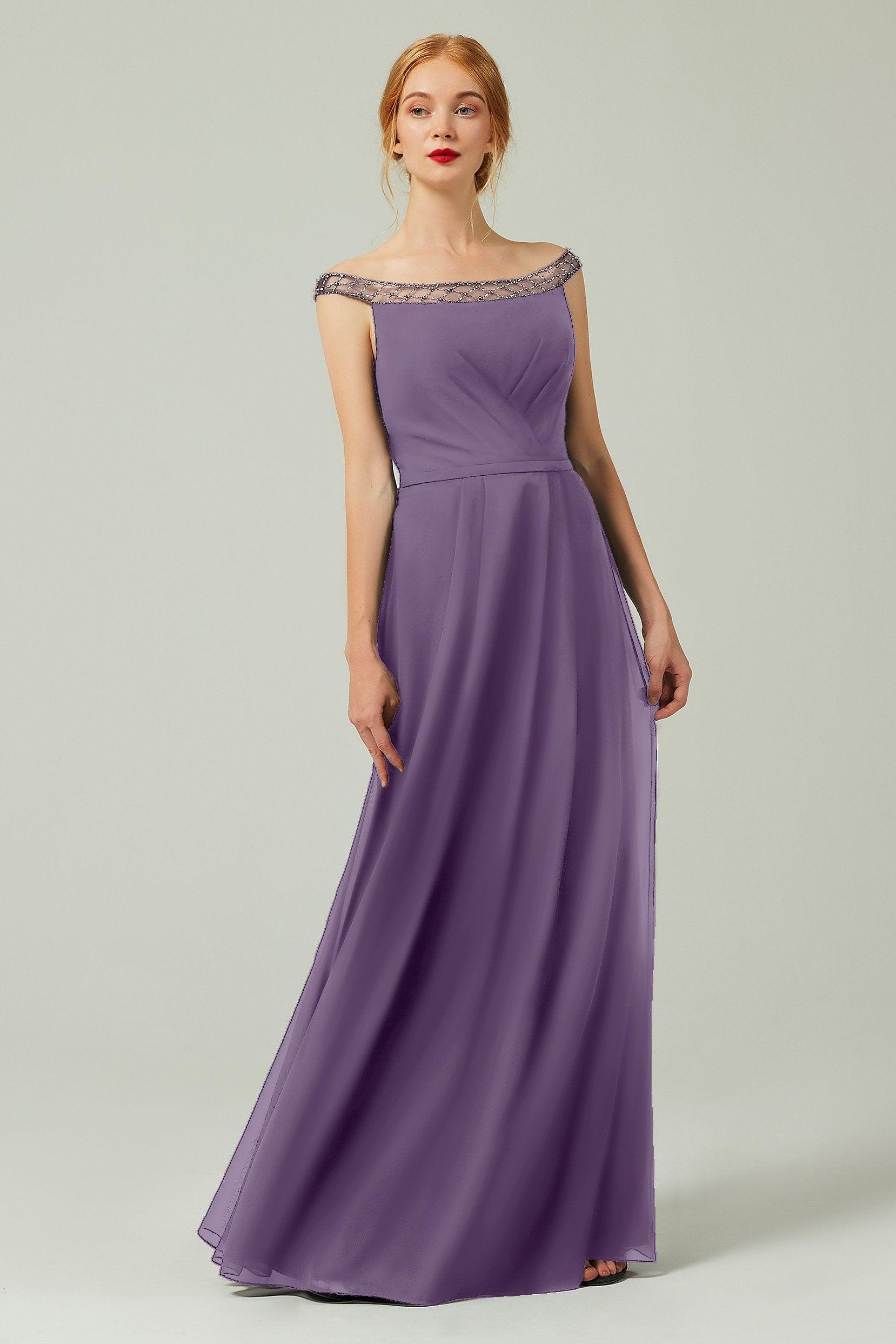 A-Line Floor Length Chiffon Bridesmaid Dress Formal Dresses CB0339 - COCOMELODY