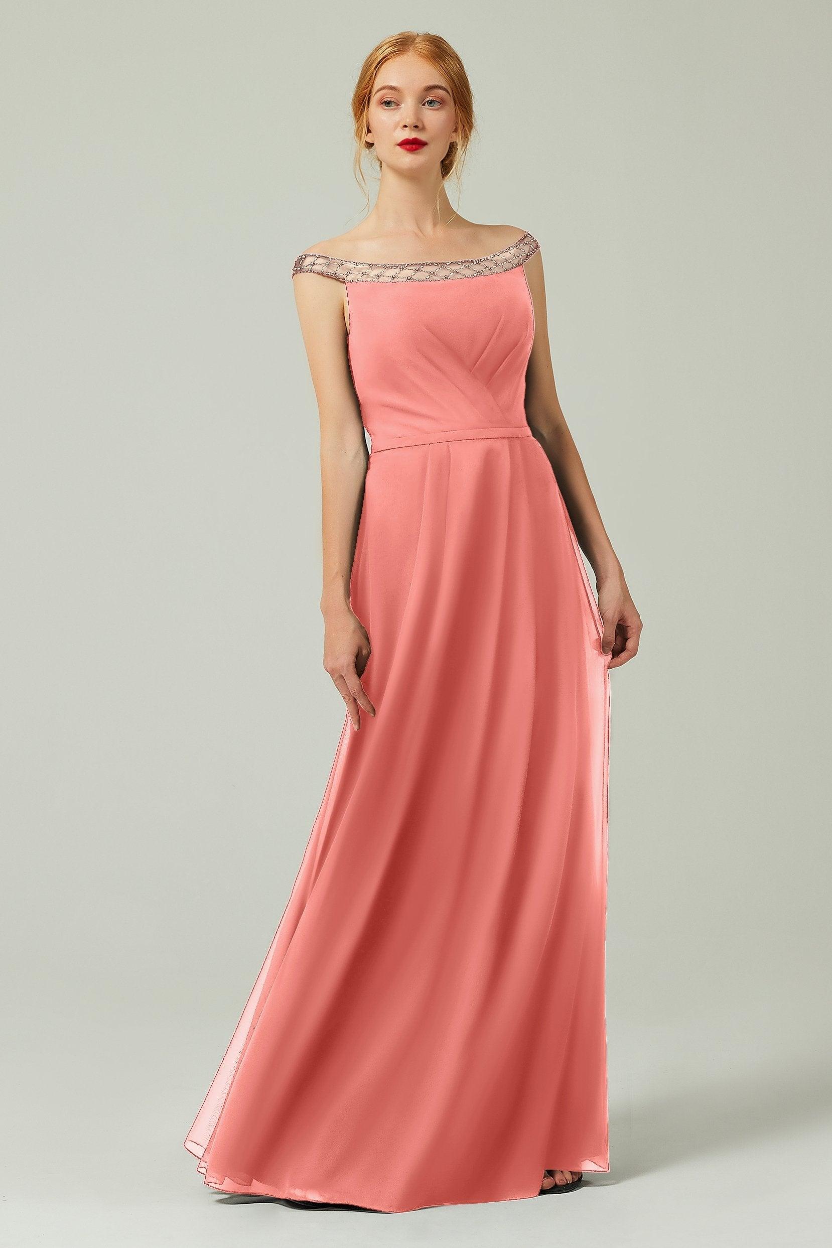 A-Line Floor Length Chiffon Bridesmaid Dress Formal Dresses CB0339 - COCOMELODY