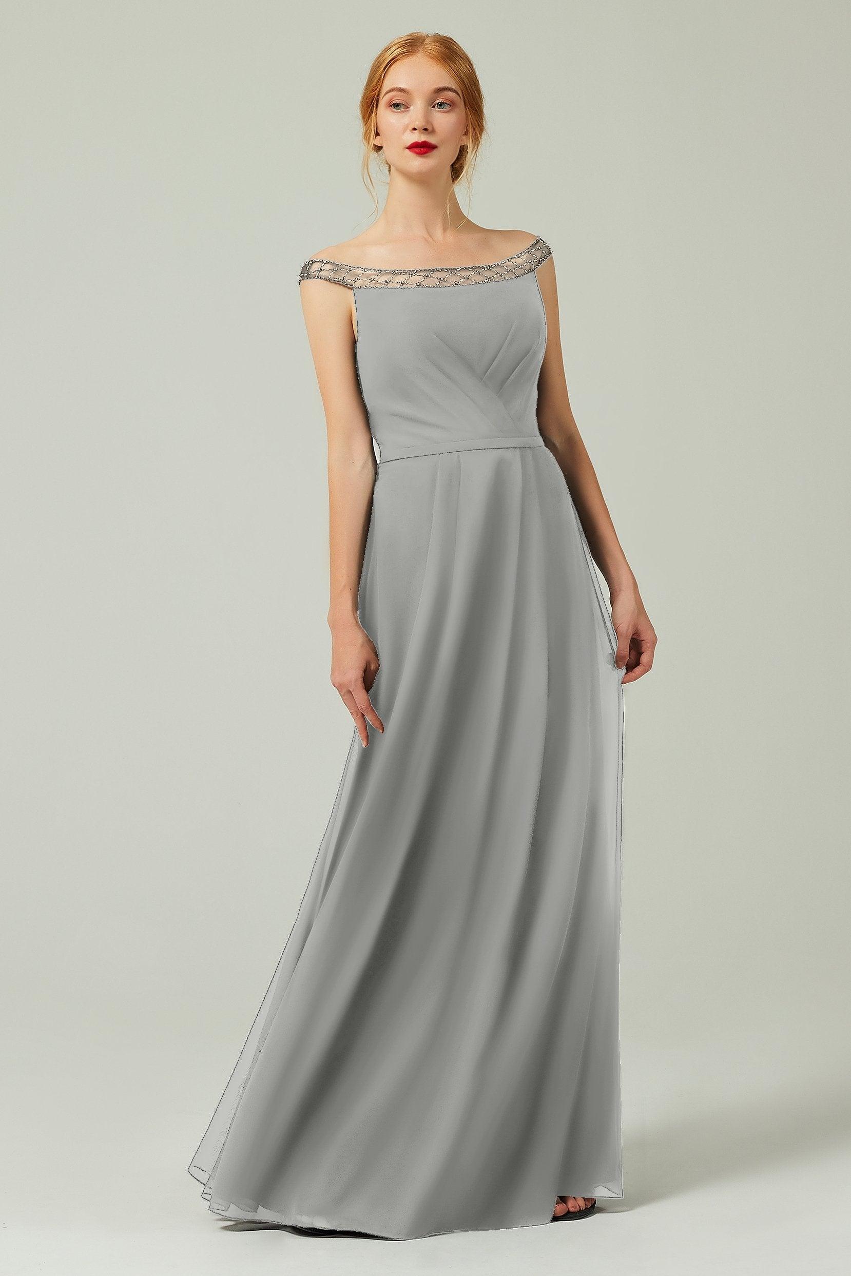 A-Line Floor Length Chiffon Bridesmaid Dress Formal Dresses CB0339 - COCOMELODY