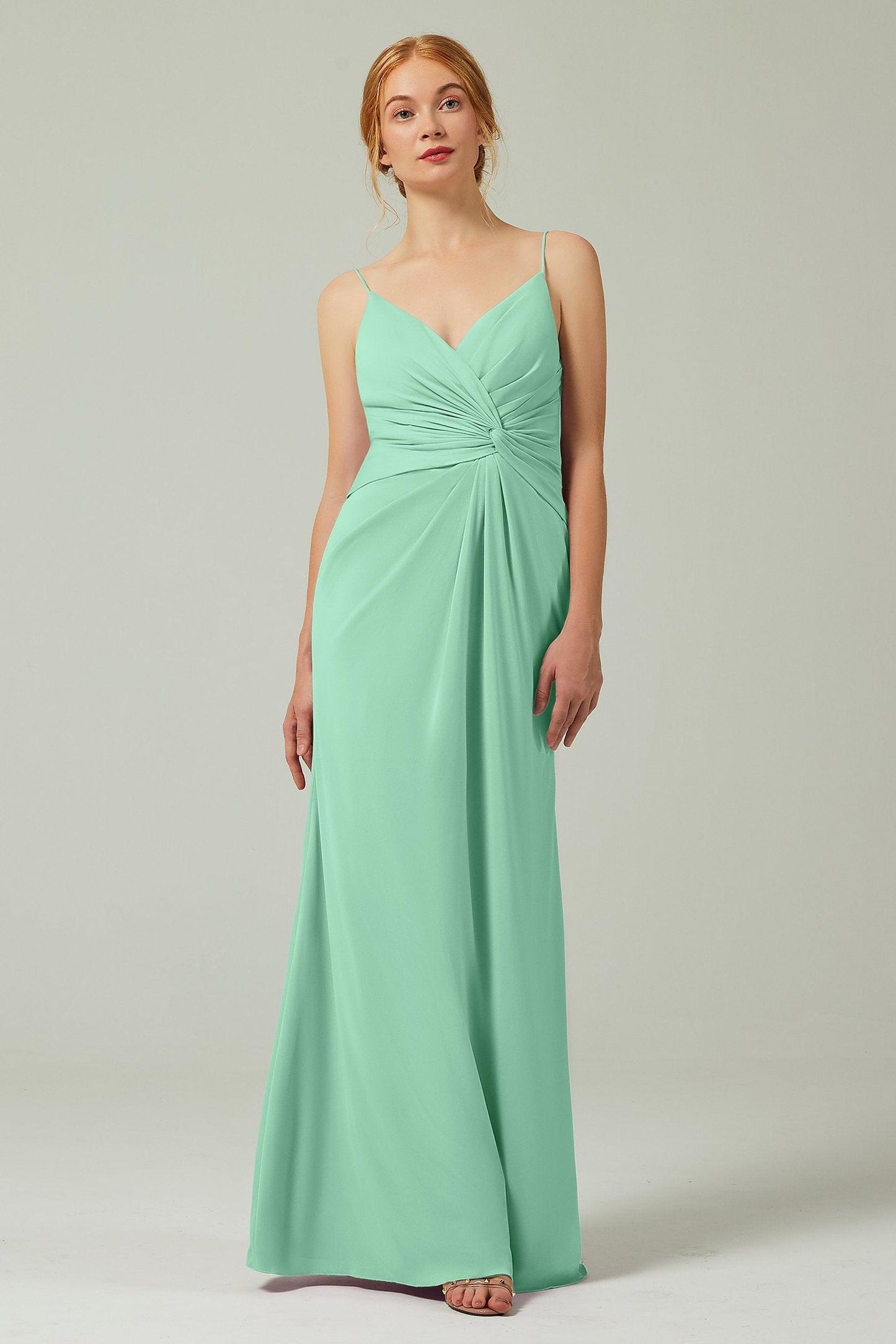 Sheath-Column Floor Length Chiffon Bridesmaid Dress CB0350 - COCOMELODY