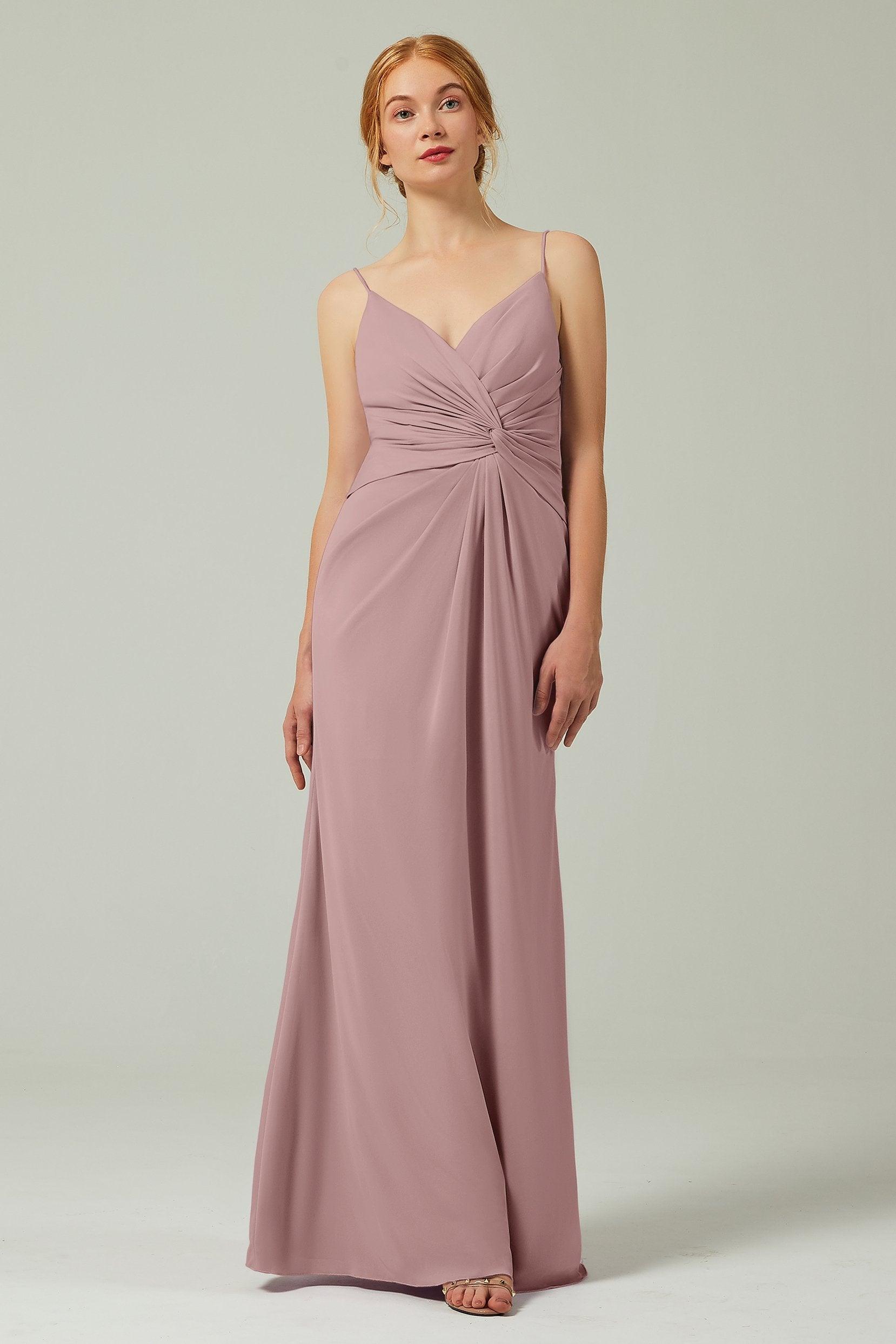 Sheath-Column Floor Length Chiffon Bridesmaid Dress CB0350 - COCOMELODY
