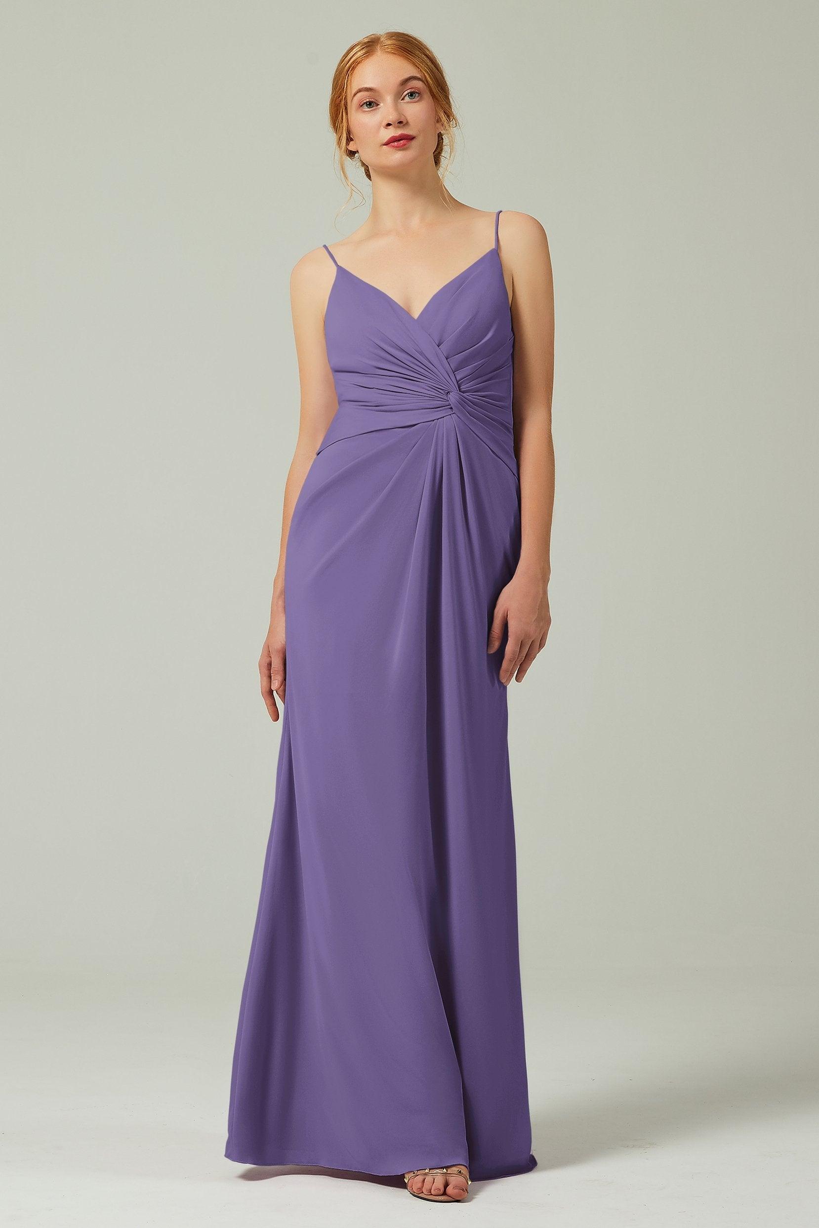 Sheath-Column Floor Length Chiffon Bridesmaid Dress CB0350 - COCOMELODY