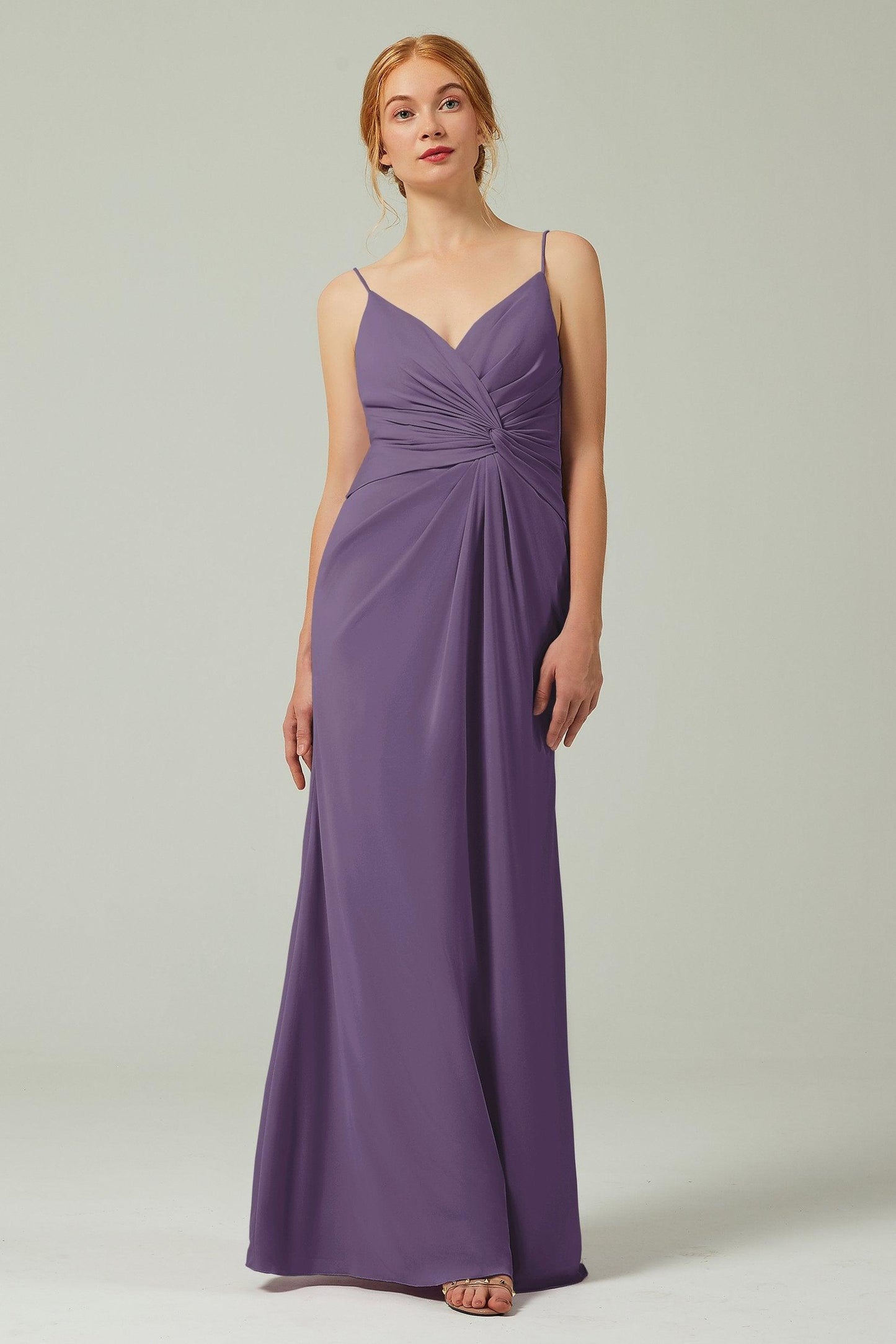 Sheath-Column Floor Length Chiffon Bridesmaid Dress CB0350 - COCOMELODY