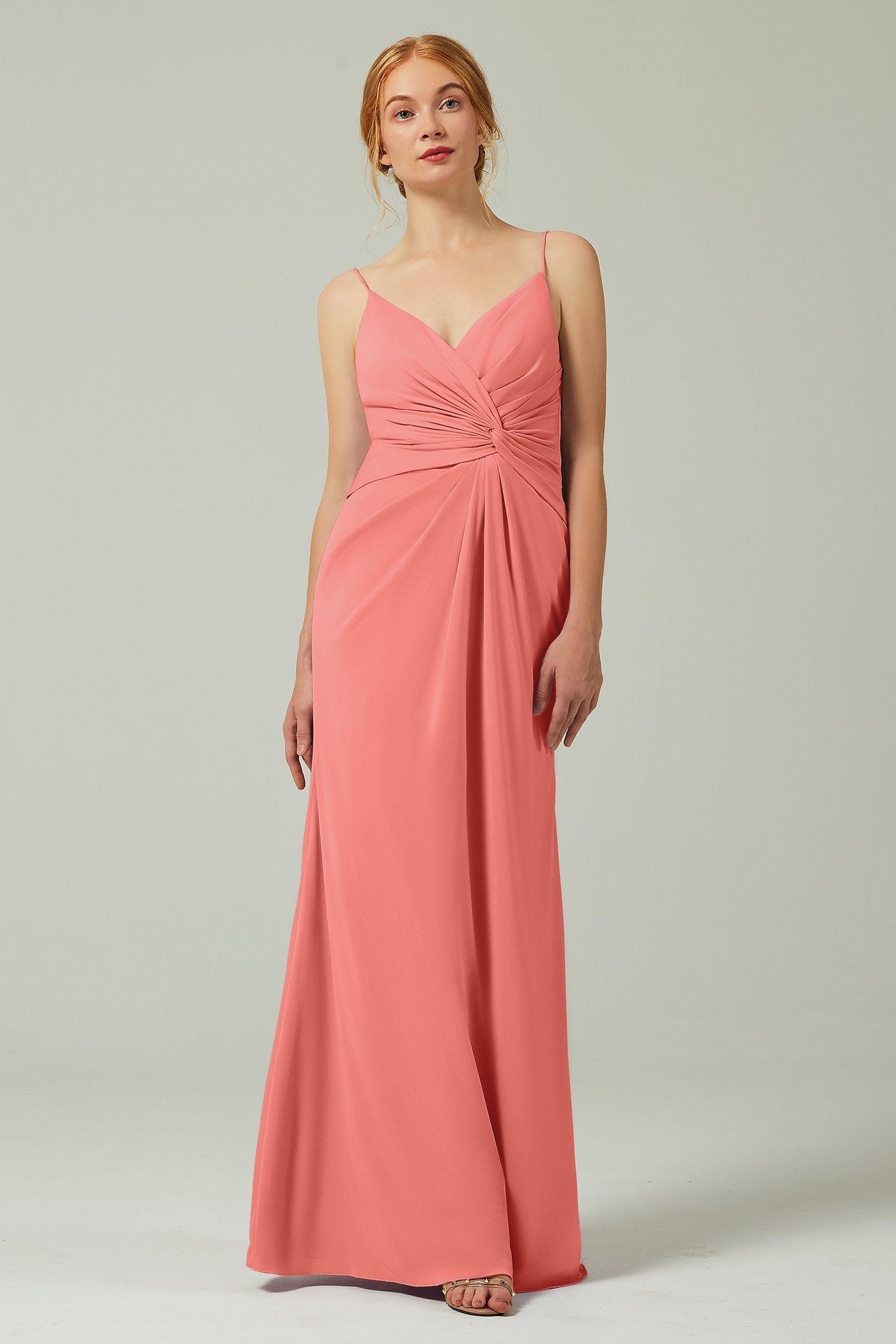Sheath-Column Floor Length Chiffon Bridesmaid Dress CB0350 - COCOMELODY