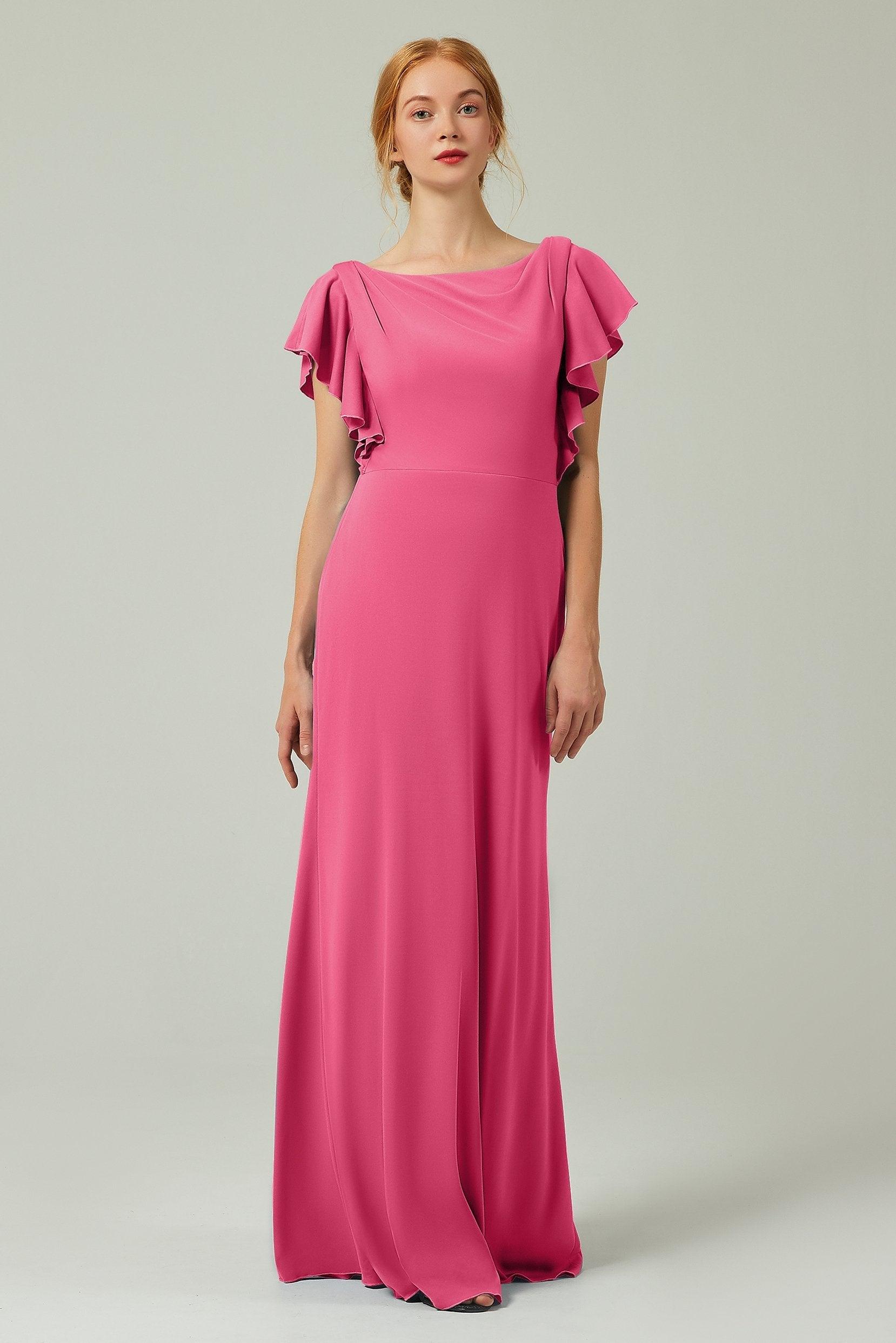 Sheath-Column Floor Length Chiffon Bridesmaid Dress Formal Dresses CB0357 - COCOMELODY
