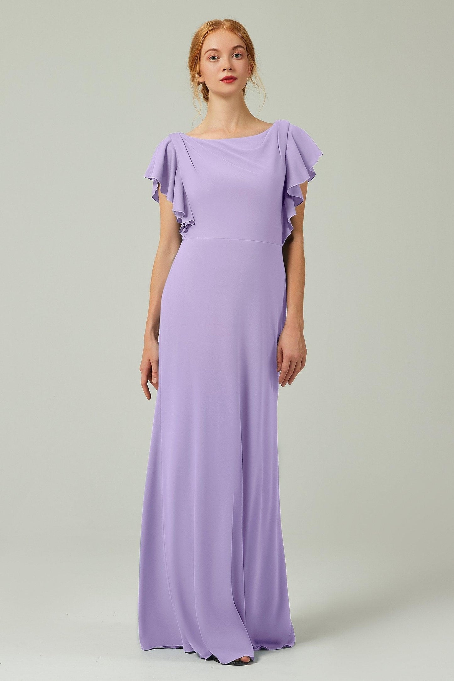 Sheath-Column Floor Length Chiffon Bridesmaid Dress Formal Dresses CB0357 - COCOMELODY