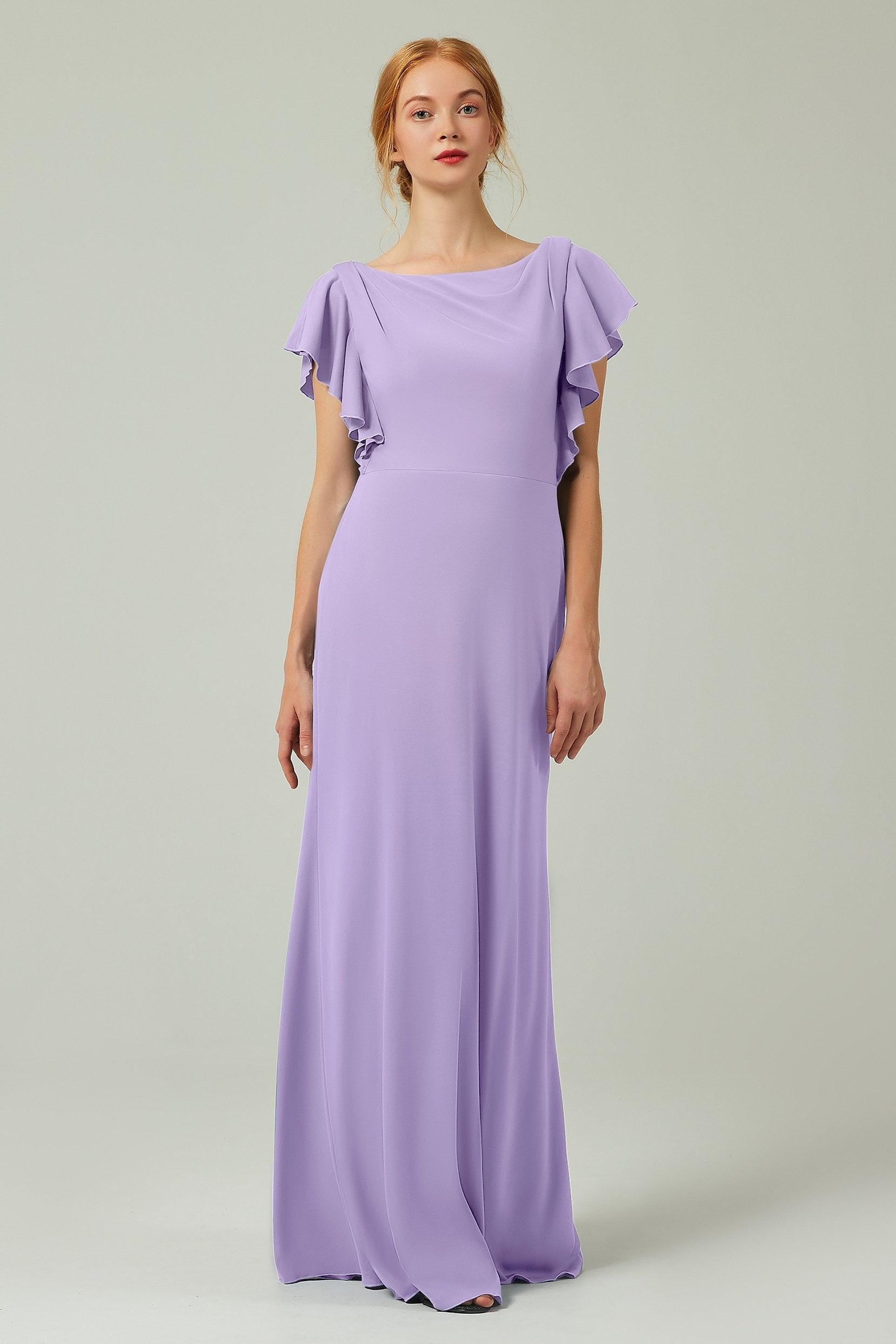 Sheath-Column Floor Length Chiffon Bridesmaid Dress Formal Dresses CB0357 - COCOMELODY