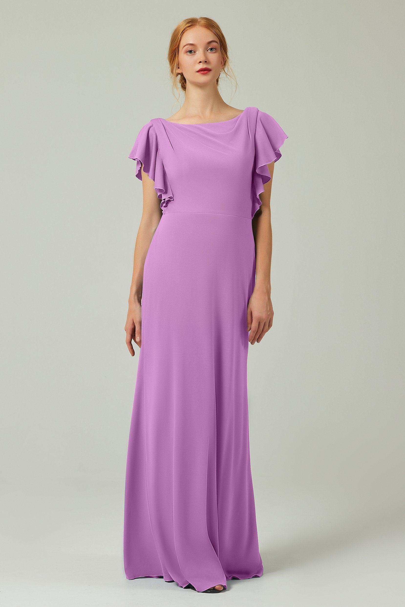 Sheath-Column Floor Length Chiffon Bridesmaid Dress Formal Dresses CB0357 - COCOMELODY