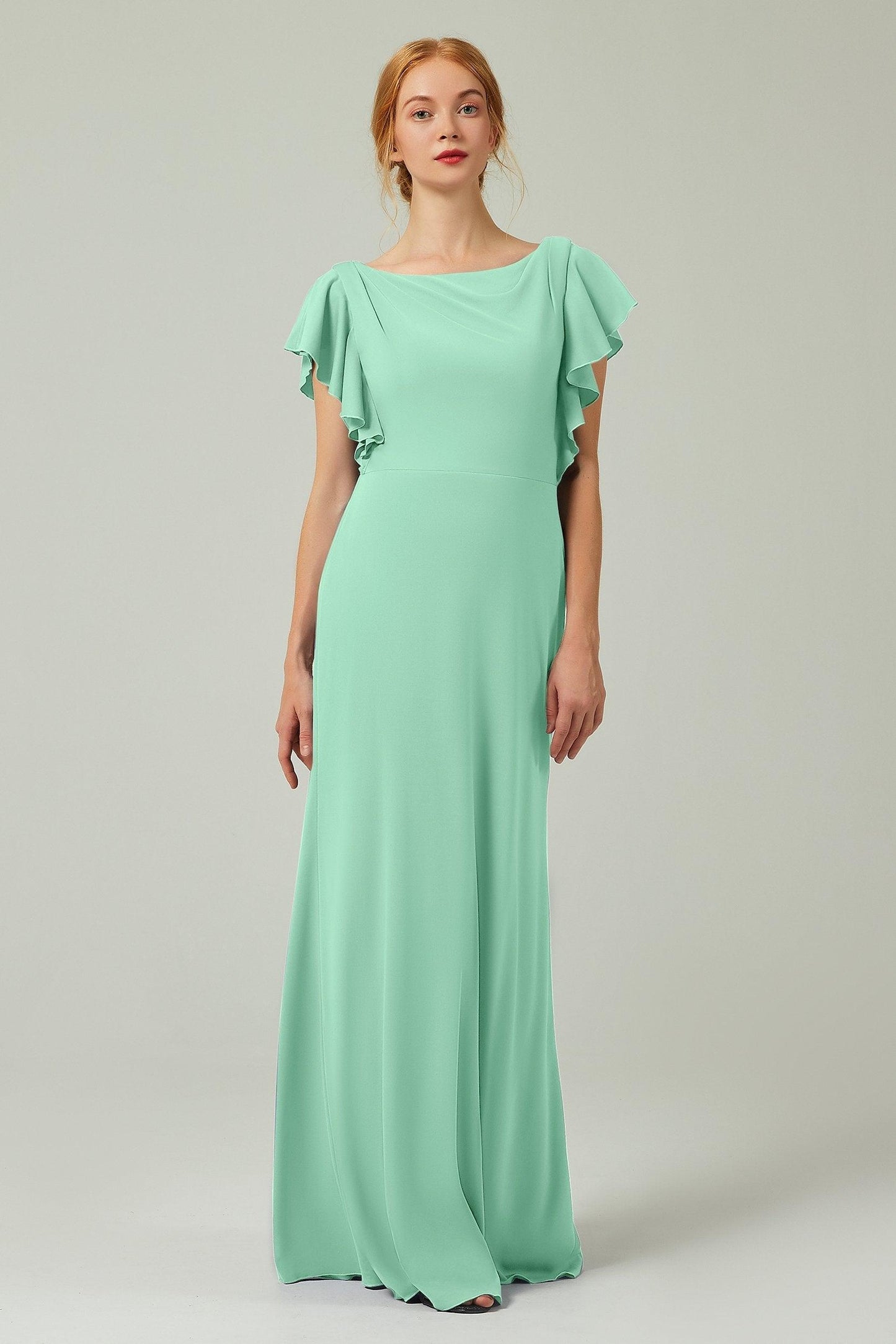 Sheath-Column Floor Length Chiffon Bridesmaid Dress Formal Dresses CB0357 - COCOMELODY