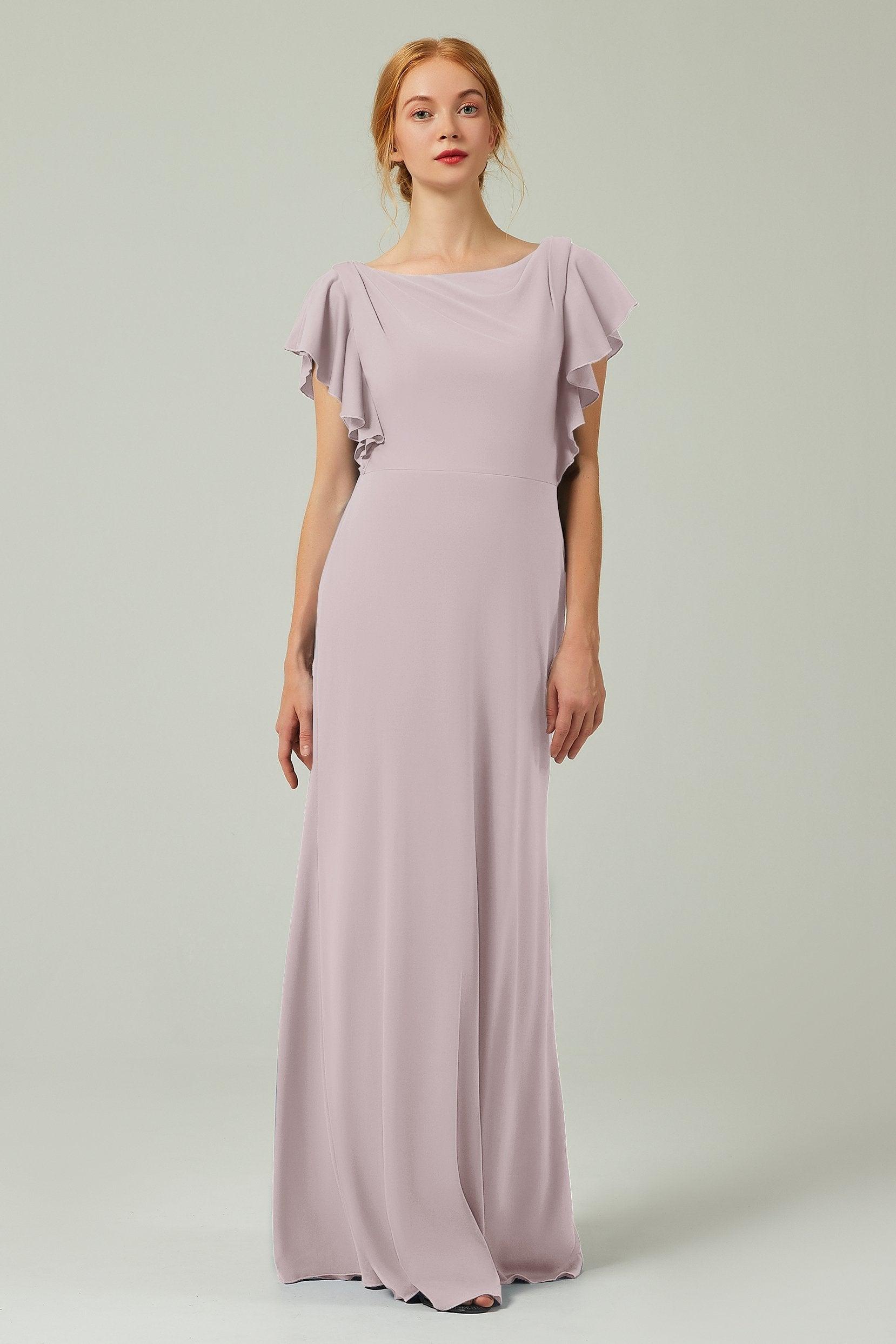 Sheath-Column Floor Length Chiffon Bridesmaid Dress Formal Dresses CB0357 - COCOMELODY