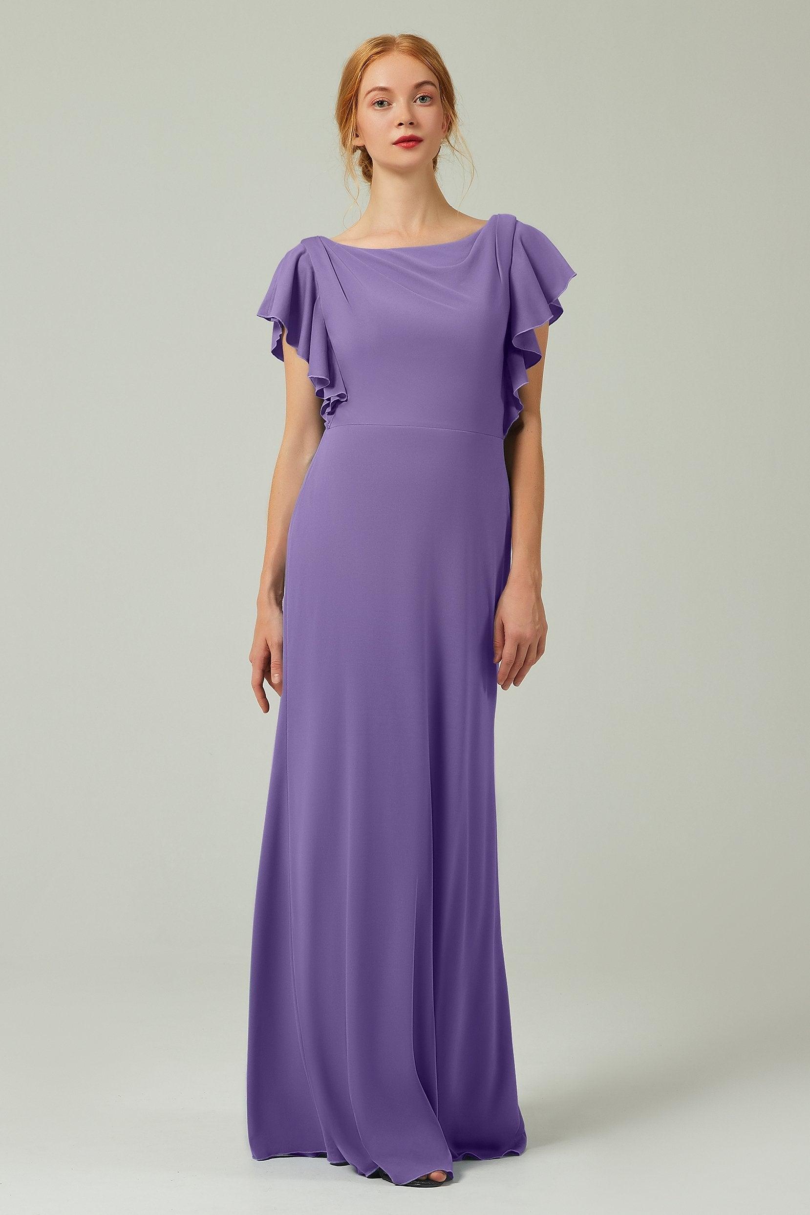 Sheath-Column Floor Length Chiffon Bridesmaid Dress Formal Dresses CB0357 - COCOMELODY