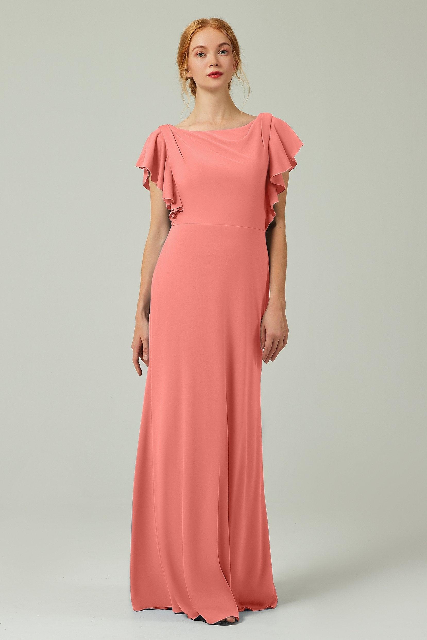 Sheath-Column Floor Length Chiffon Bridesmaid Dress Formal Dresses CB0357 - COCOMELODY