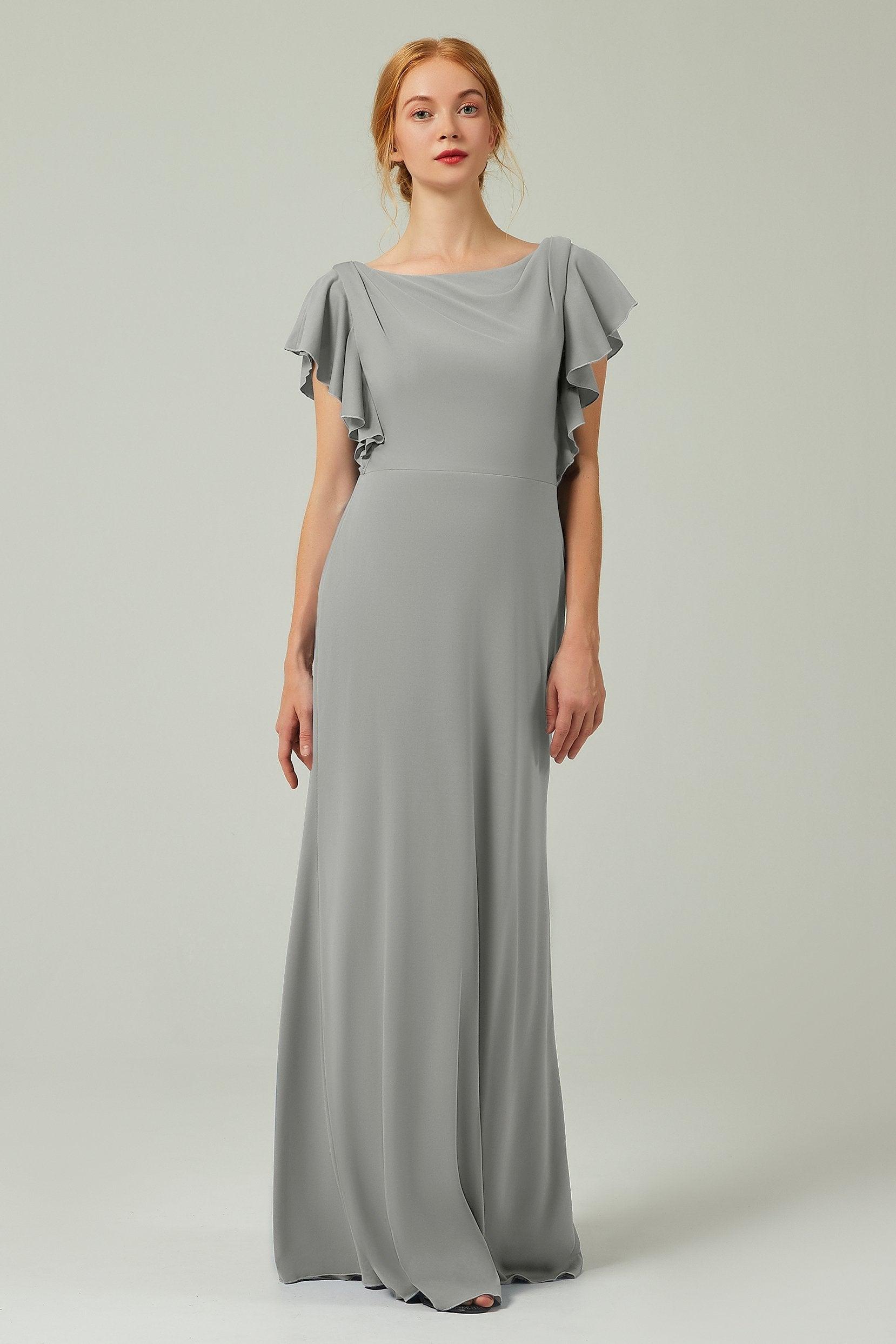 Sheath-Column Floor Length Chiffon Bridesmaid Dress Formal Dresses CB0357 - COCOMELODY