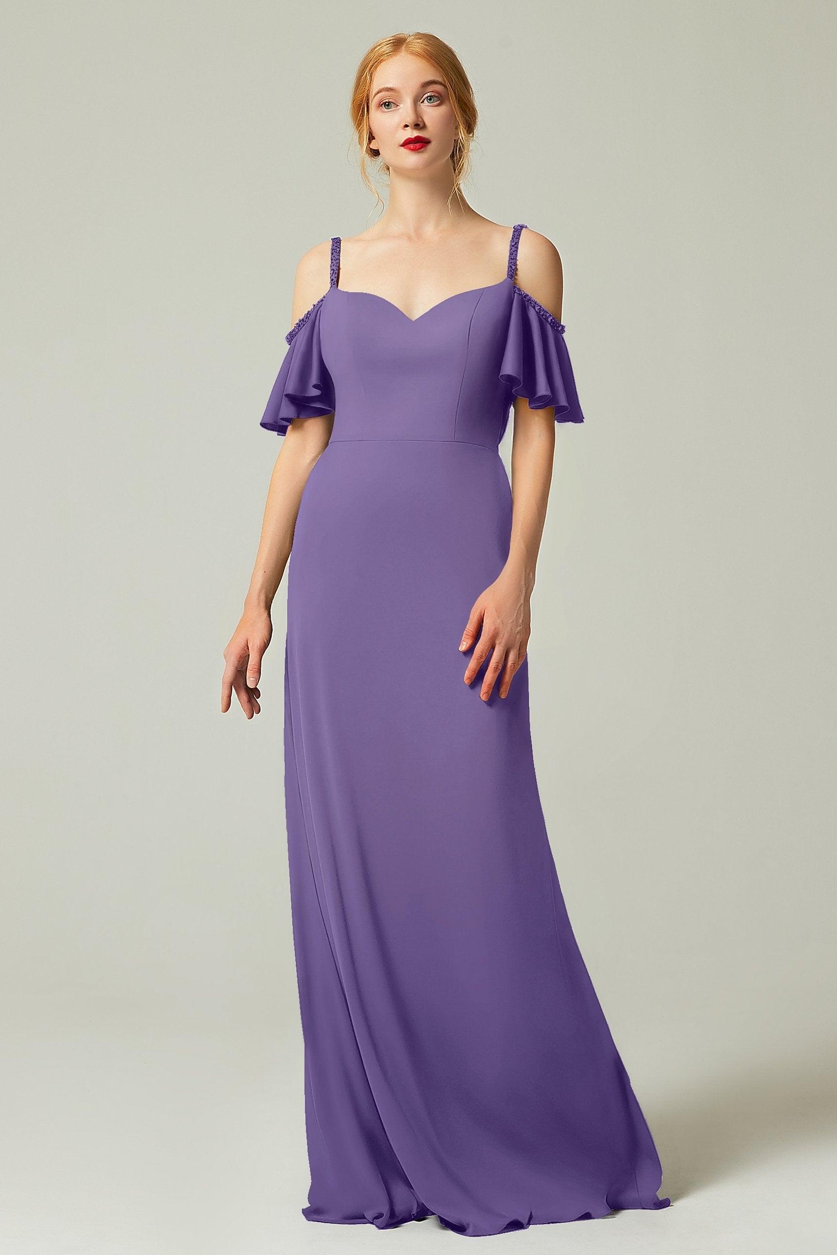 Sheath-Column Sweep Train Chiffon Bridesmaid Dress Formal Dresses CB0359 - COCOMELODY