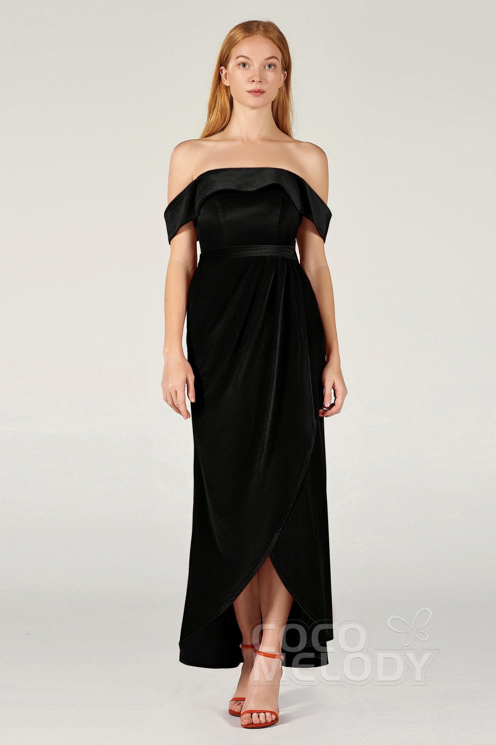 Sheath-Column Ankle Length Velvet Bridesmaid Dress CB0365 - COCOMELODY