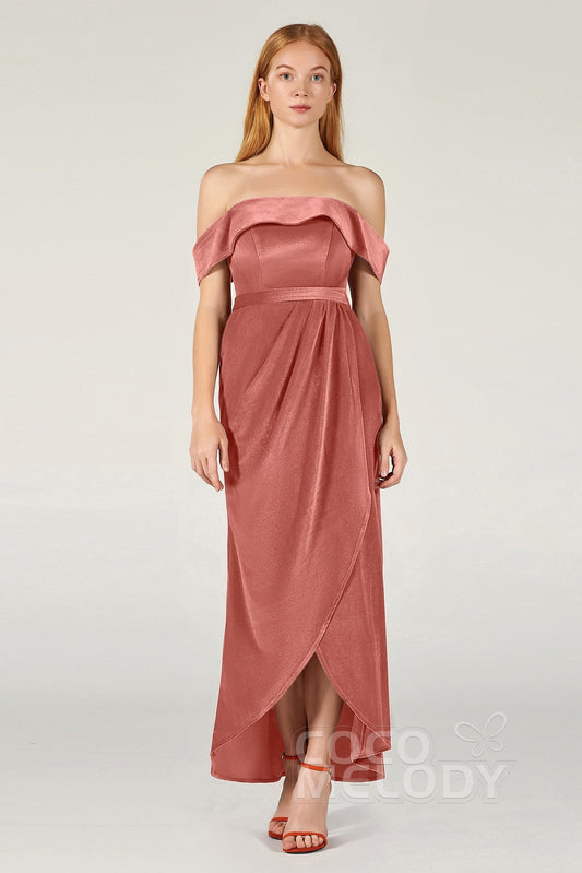 Sheath-Column Ankle Length Velvet Bridesmaid Dress CB0365