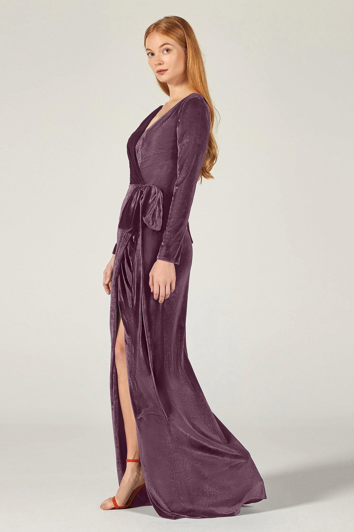 Sheath-Column Floor Length Velvet Bridesmaid Dress CB0366 - COCOMELODY
