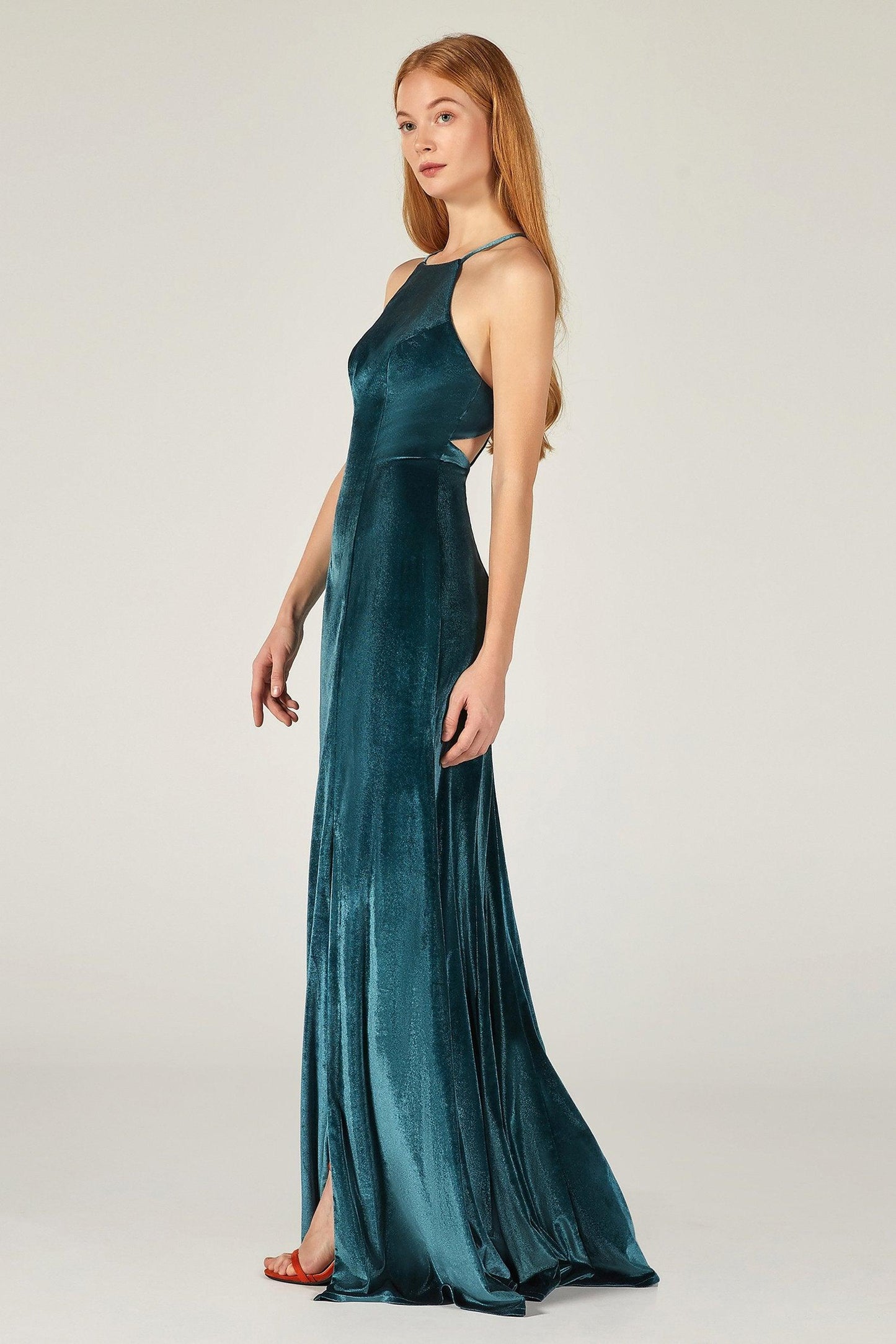 Sheath-Column Floor Length Velvet Bridesmaid Dress CB0372 - COCOMELODY